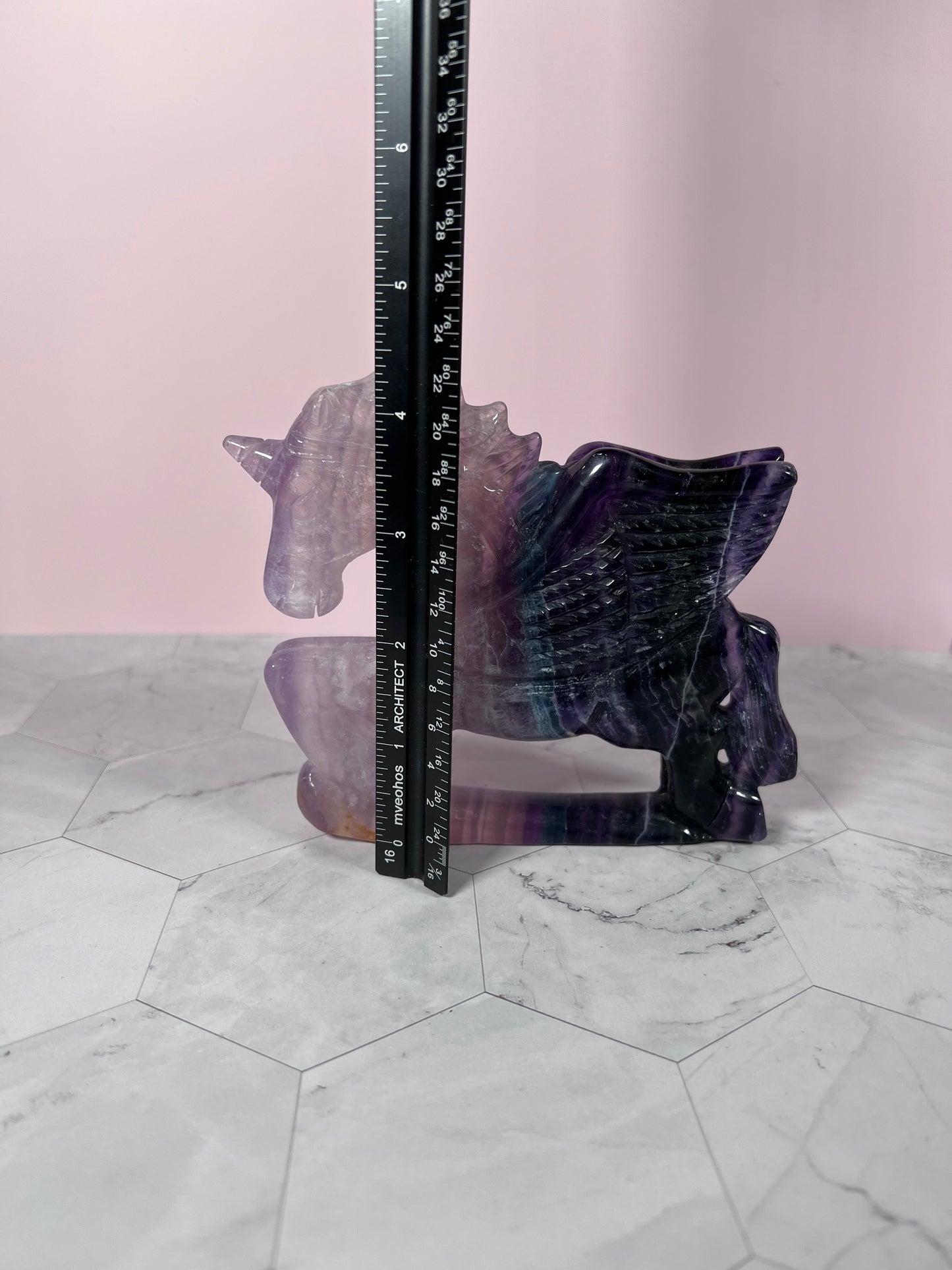 Stunning High Quality Fluorite Flying Unicorn Carving