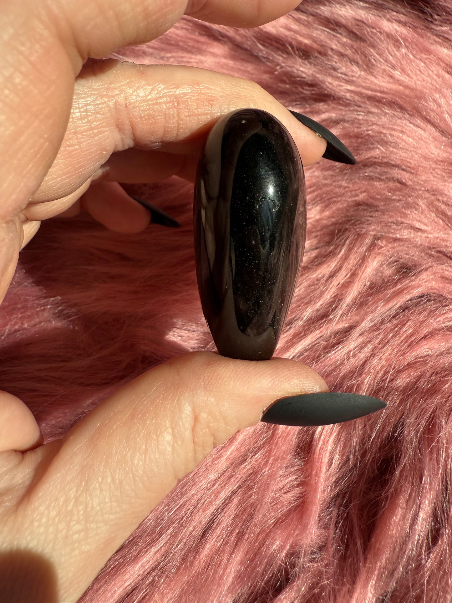 Stunning Flashy Goldensheen Obsidian Medium Size Heart Carving - H