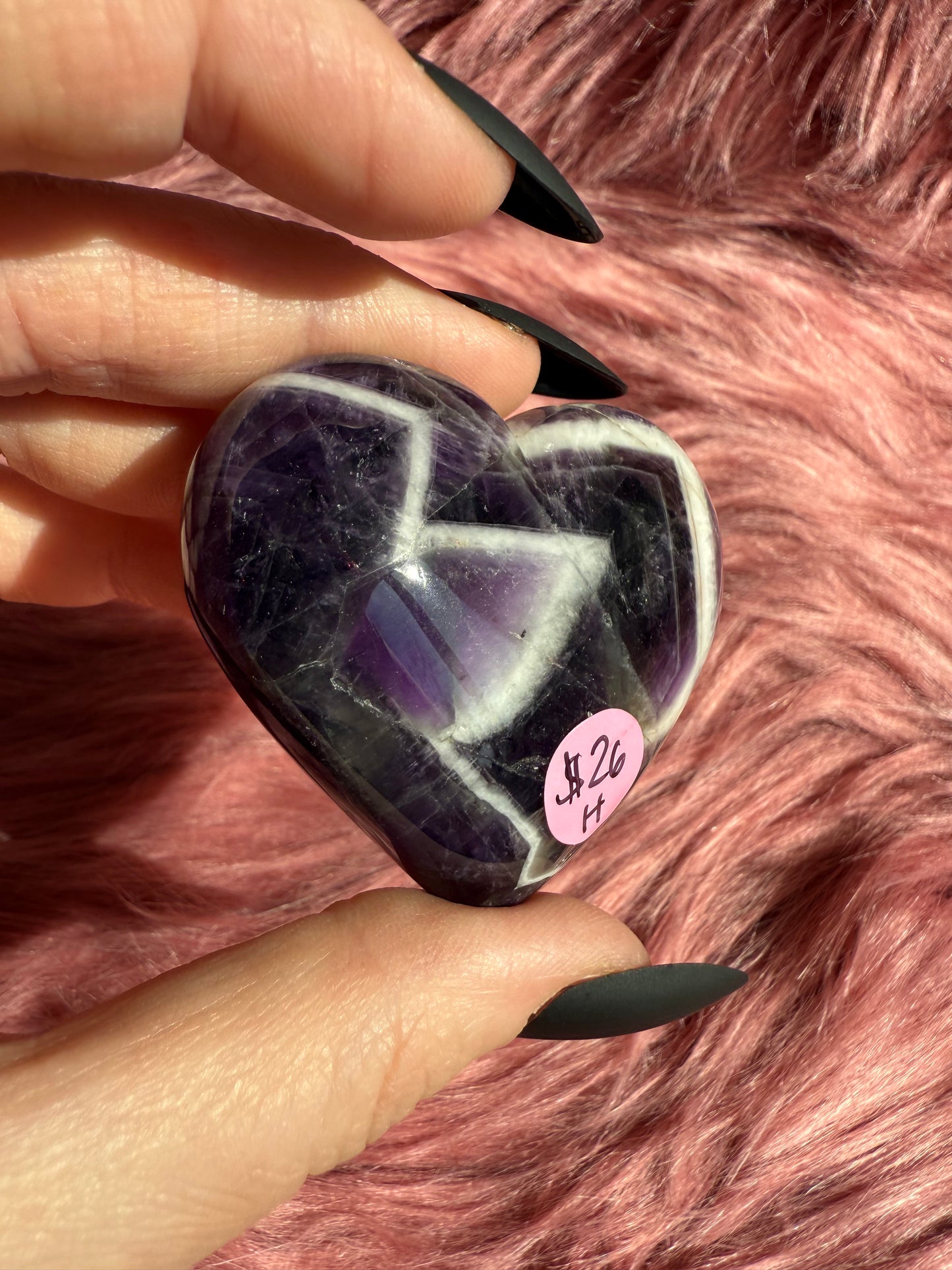 Stunning Dream Amethyst Medium Size Heart Carving - H