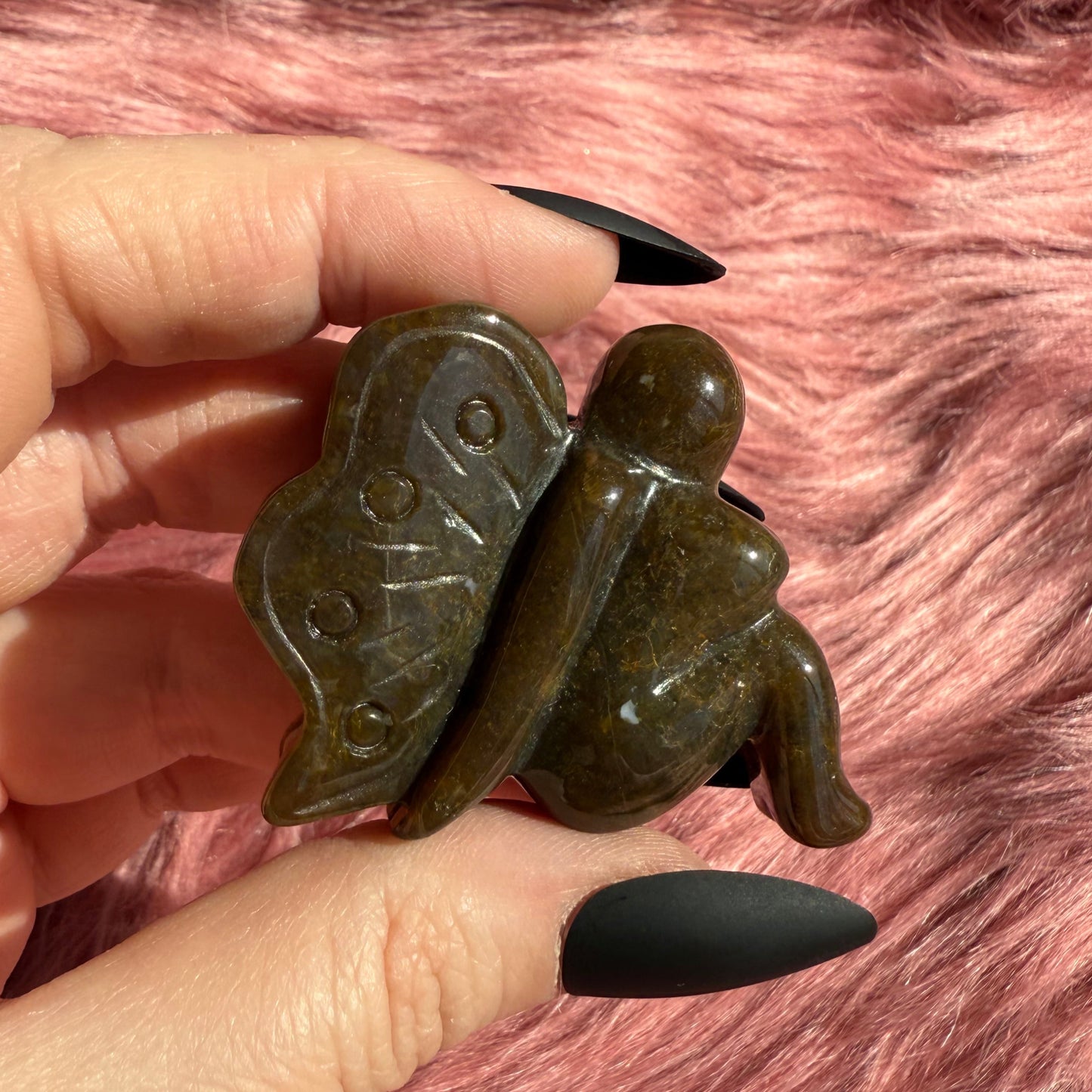 Stunning Brown Moss Agate Fairy Crystal Carving - A