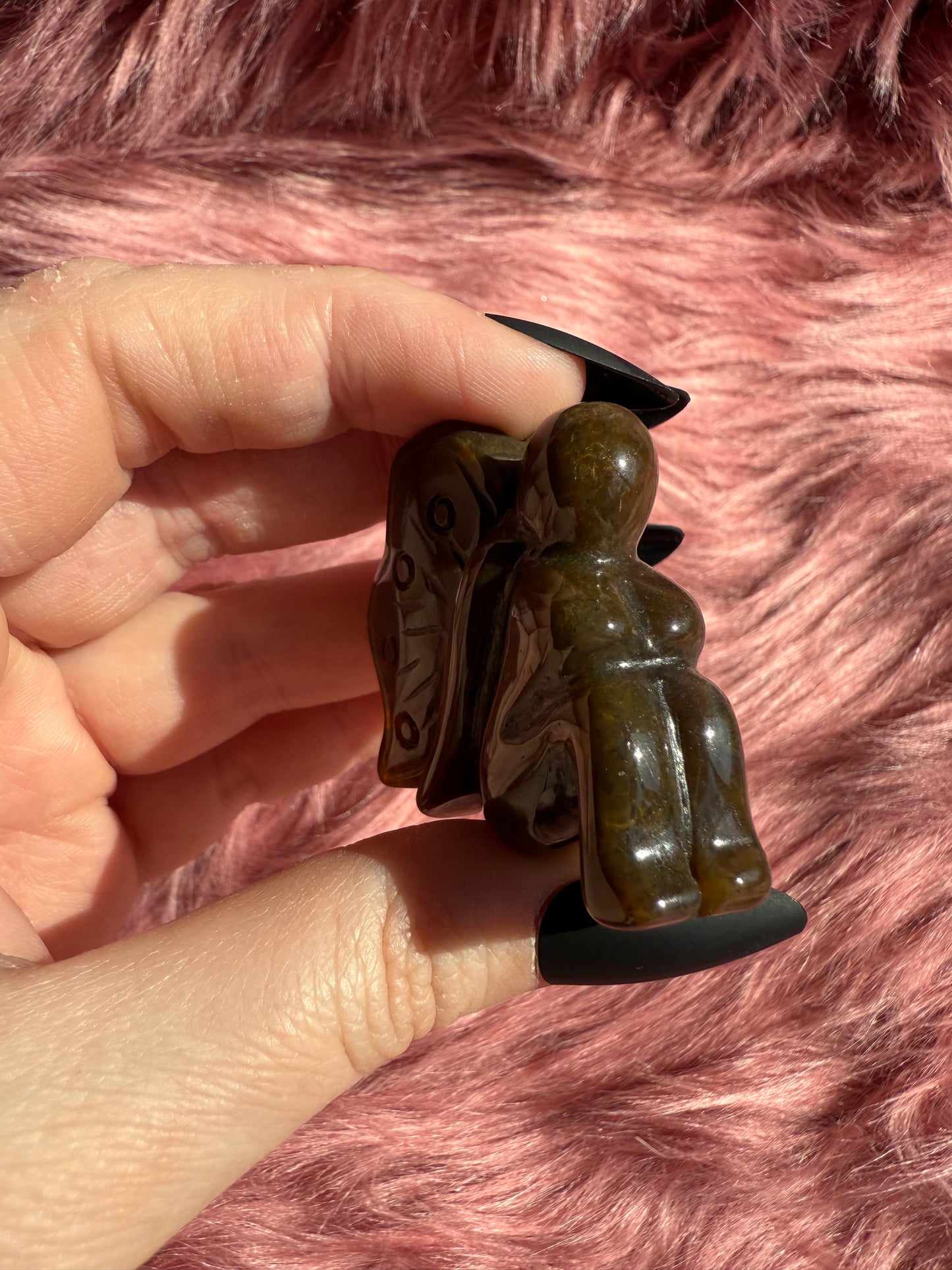Stunning Brown Moss Agate Fairy Crystal Carving - A