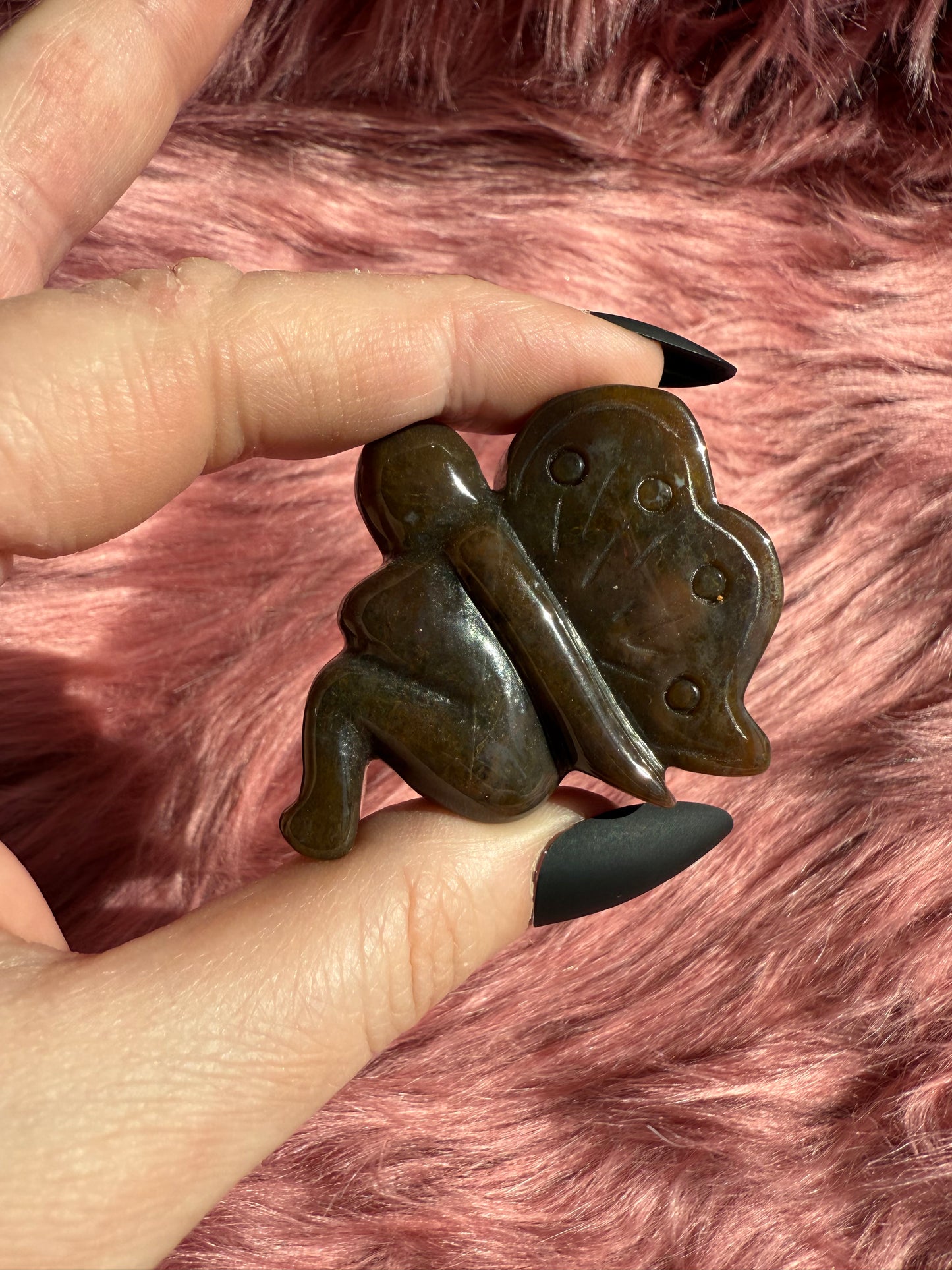 Stunning Brown Moss Agate Fairy Crystal Carving - A
