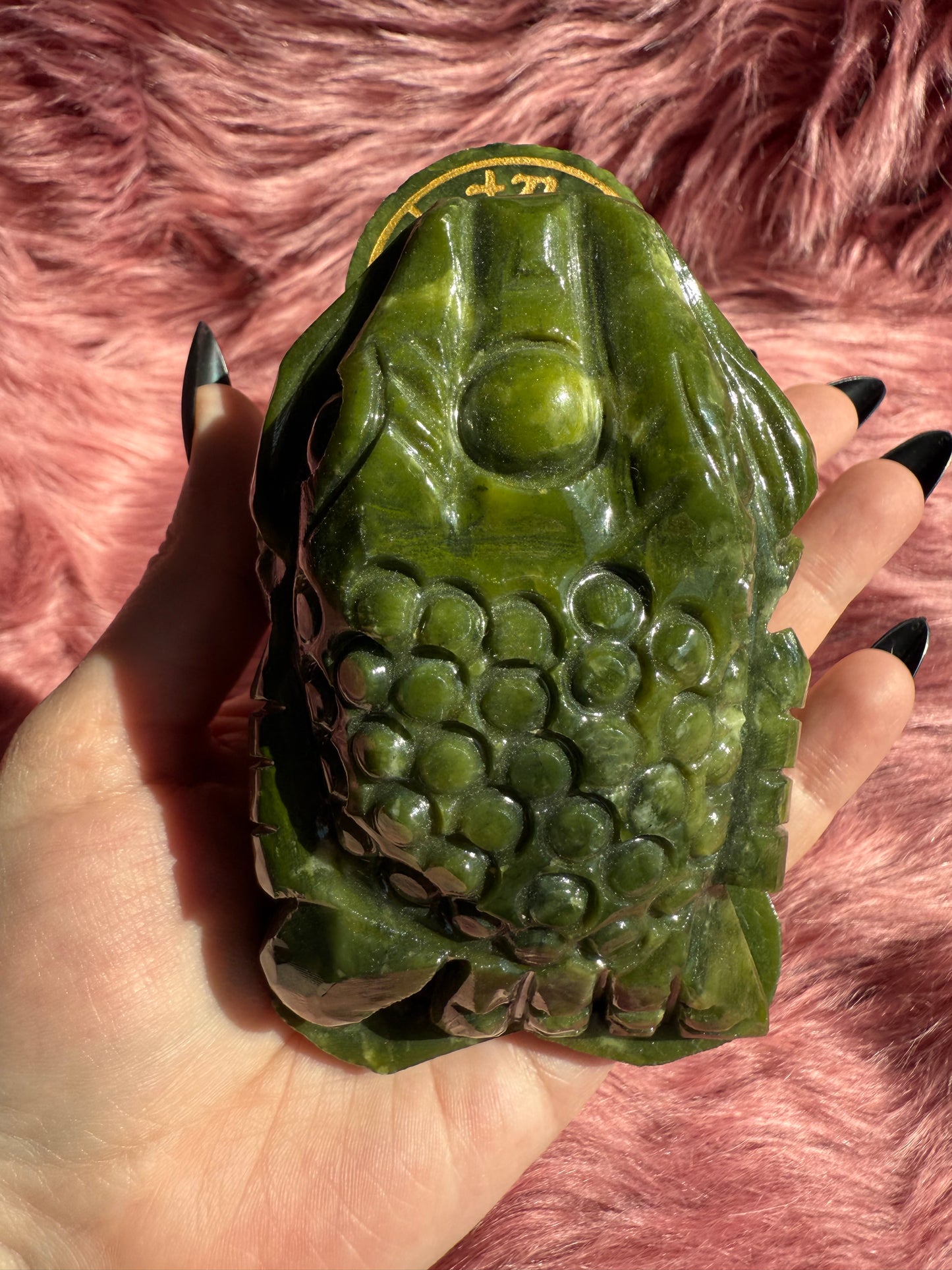 Stunning High Quality Green Jade Money Toad Carving