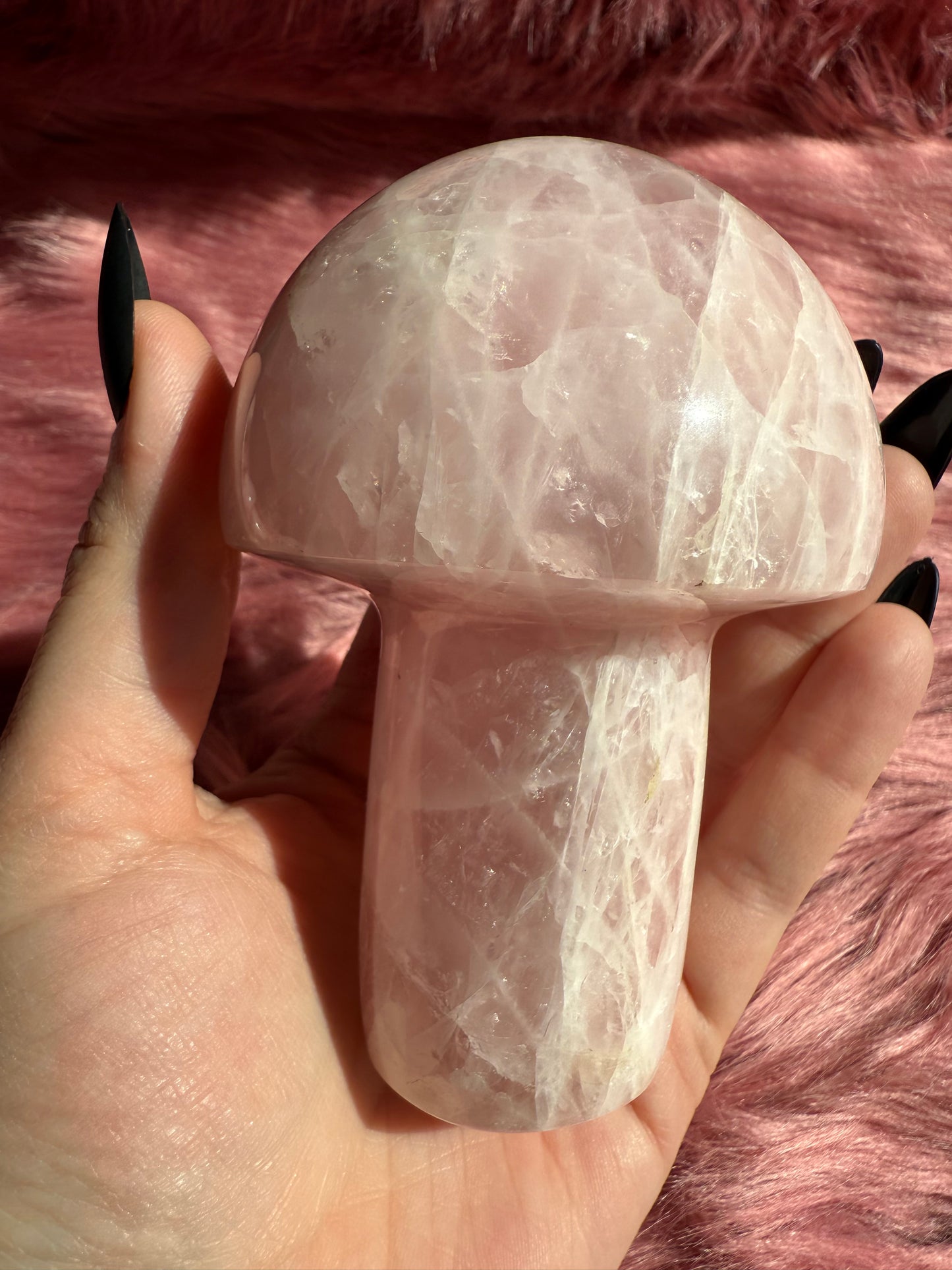 Stunning High Quality Jumbo Rose Quartz Mushroom - J