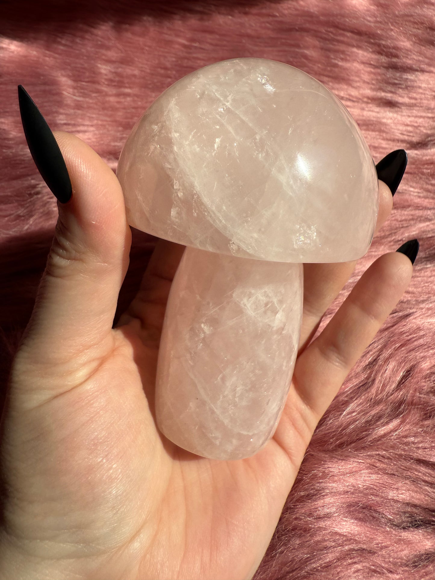 Stunning High Quality Jumbo Rose Quartz Mushroom - J