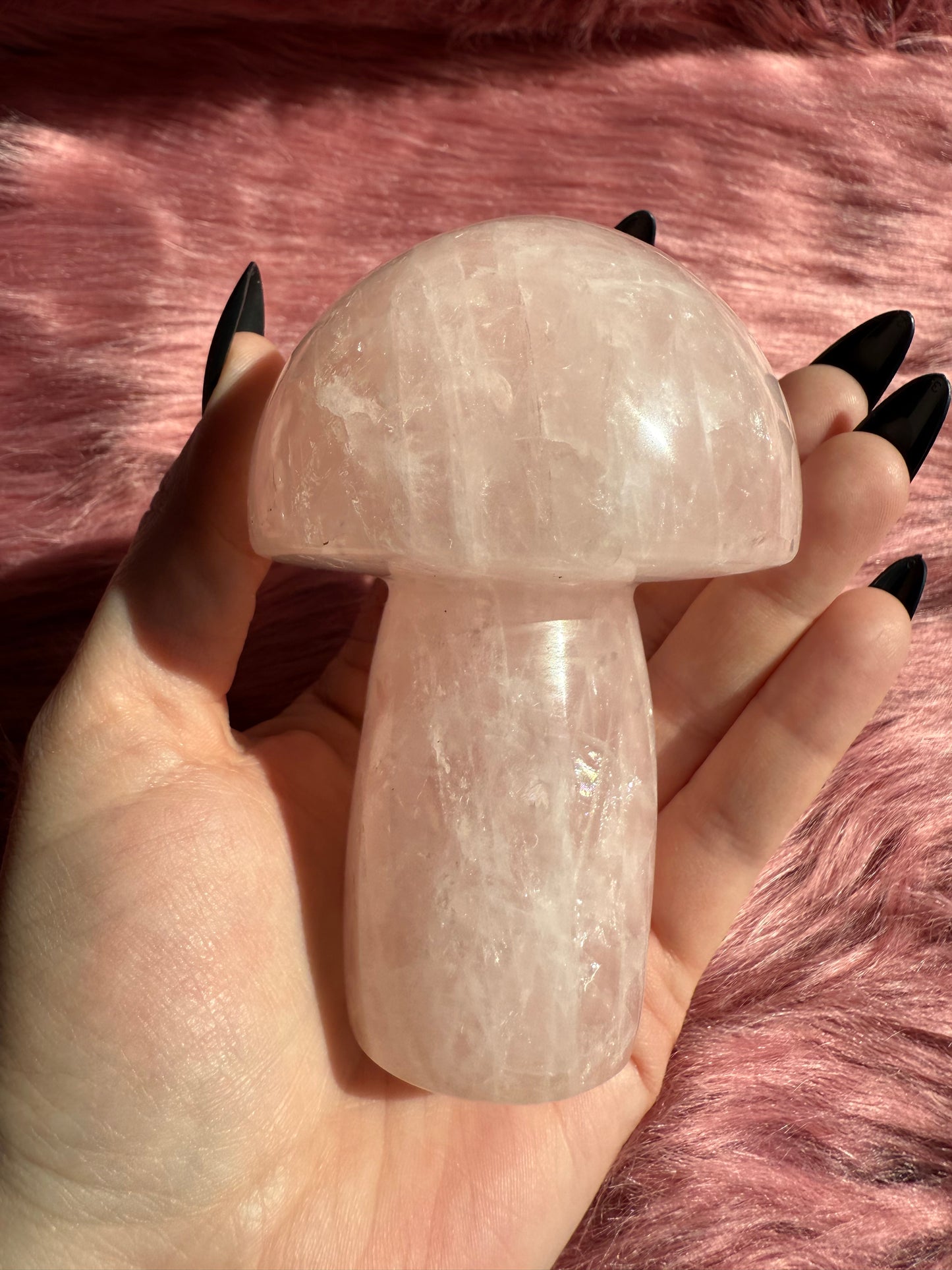 Stunning High Quality Jumbo Rose Quartz Mushroom - J