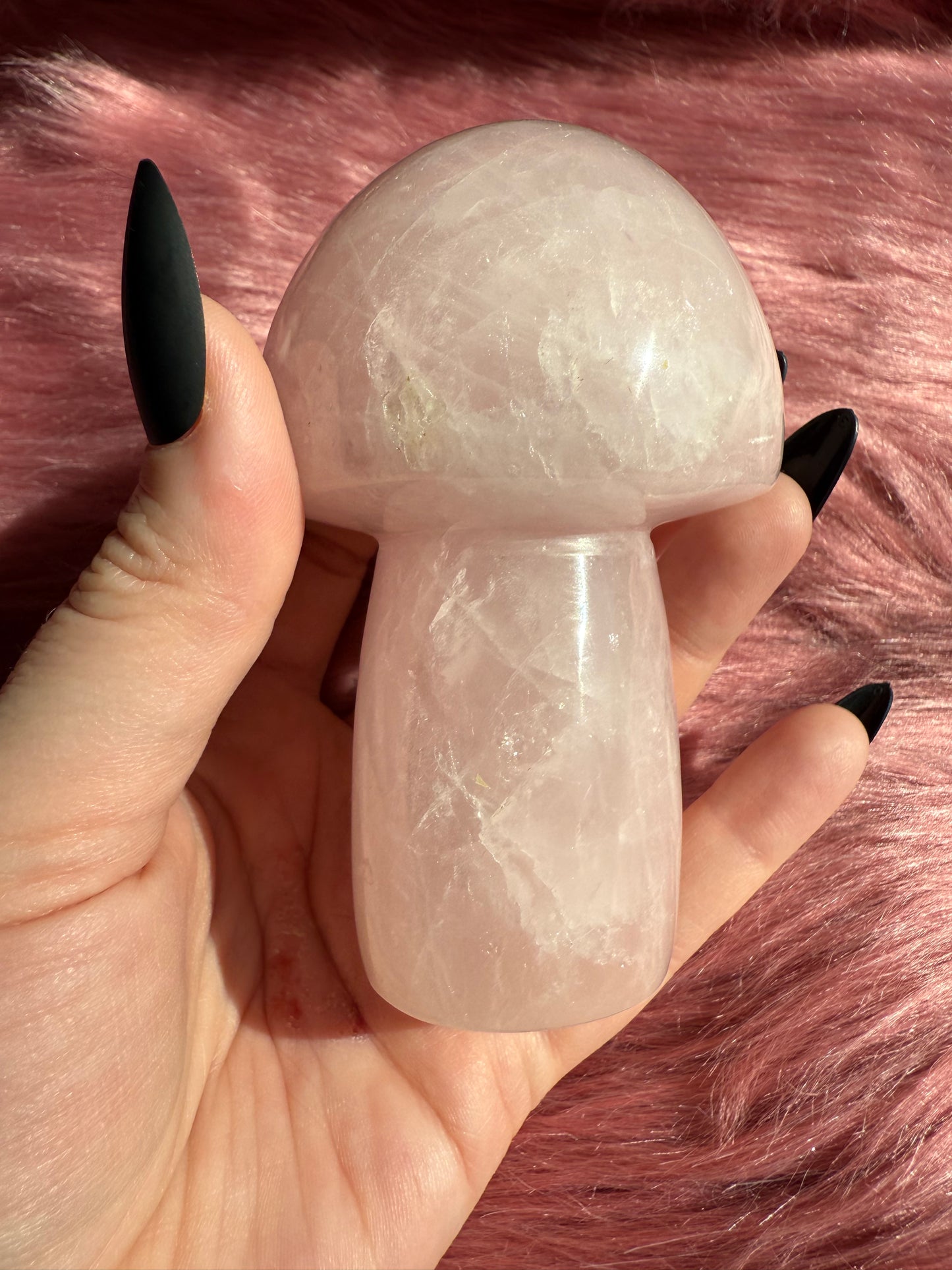 Stunning High Quality Jumbo Rose Quartz Mushroom - L
