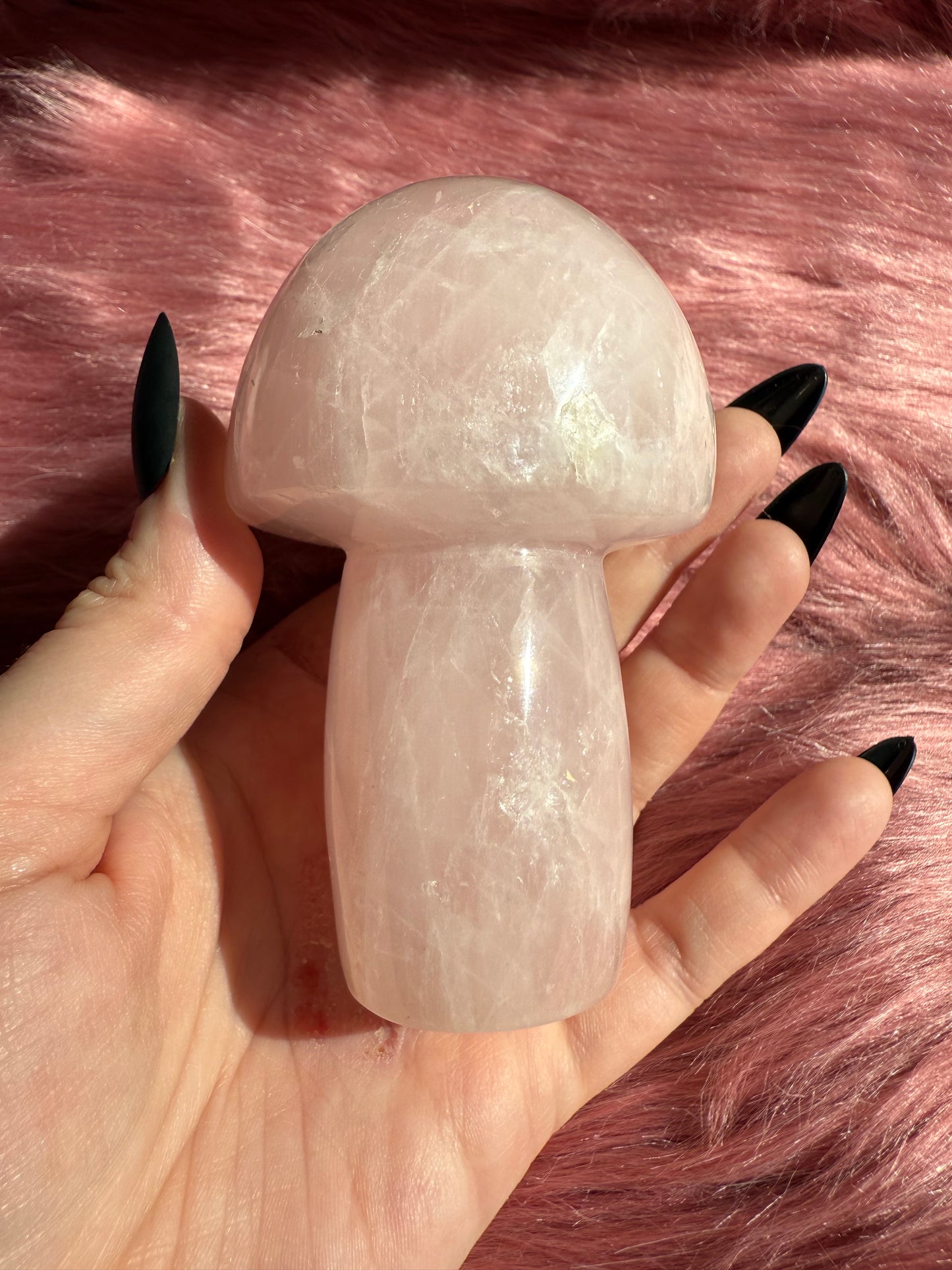 Stunning High Quality Jumbo Rose Quartz Mushroom - L