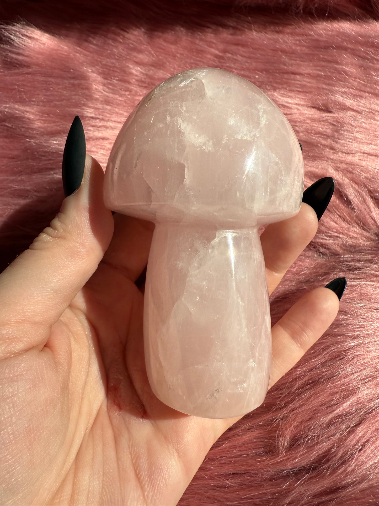 Stunning High Quality Jumbo Rose Quartz Mushroom - L