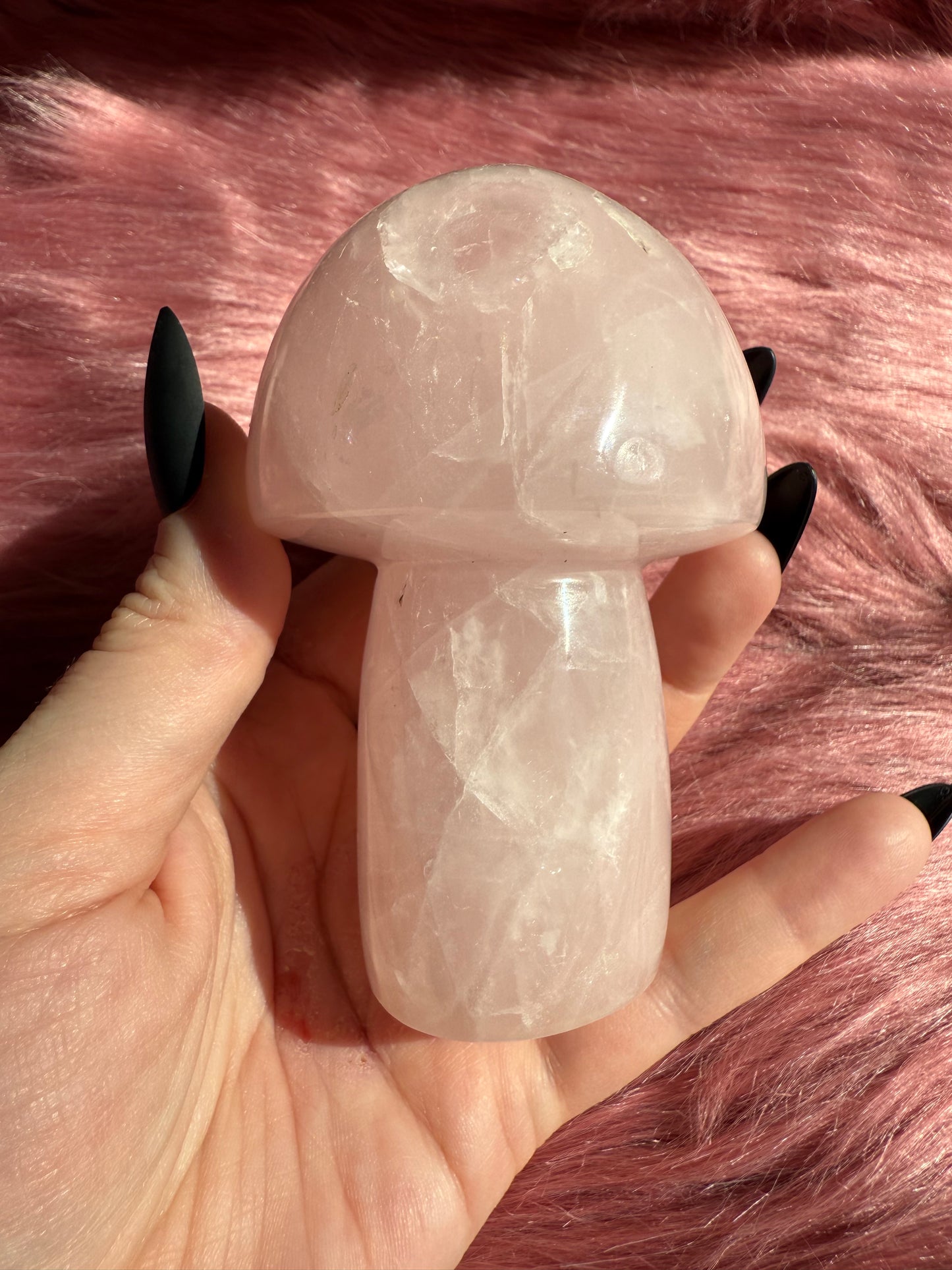 Stunning High Quality Jumbo Rose Quartz Mushroom - L