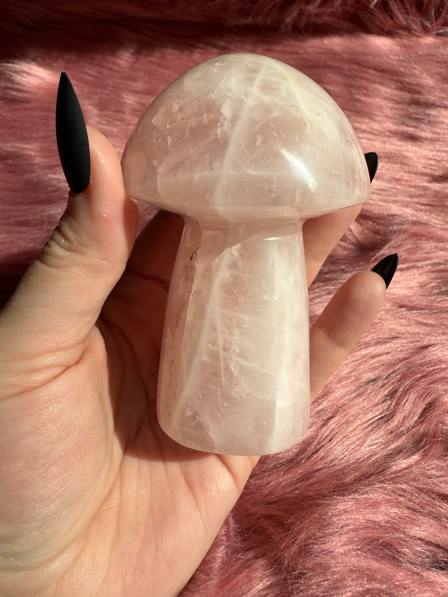 Stunning High Quality Jumbo Rose Quartz Mushroom - H