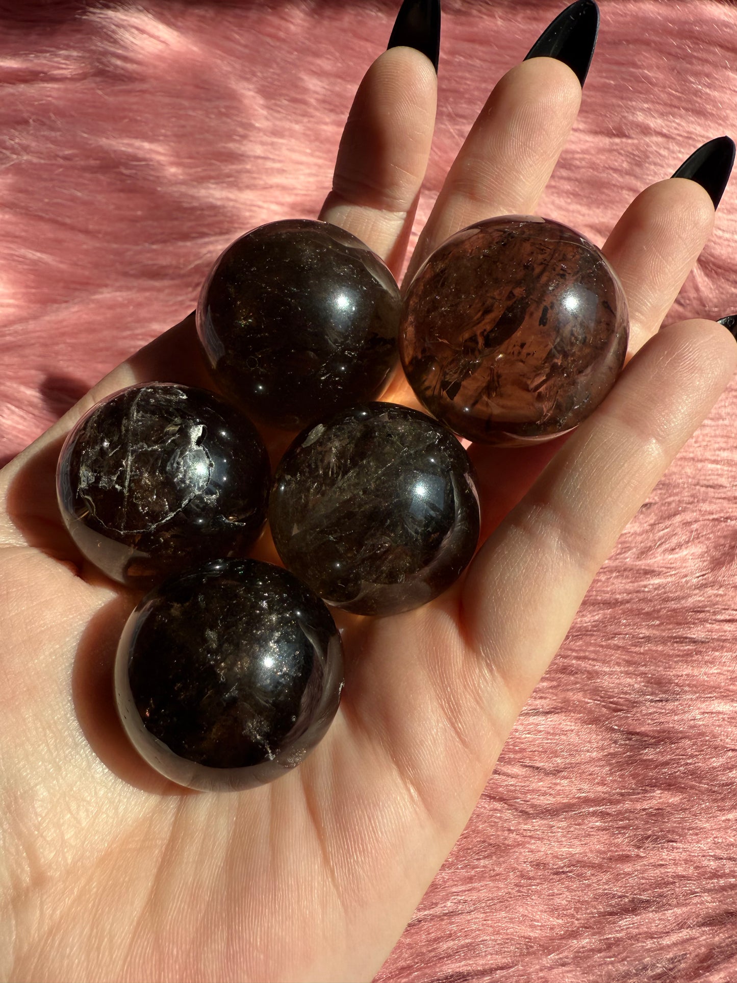 ONE (1) Stunning Flashy Heat Treated Smoky Quartz Sphere - Intuitively Selected