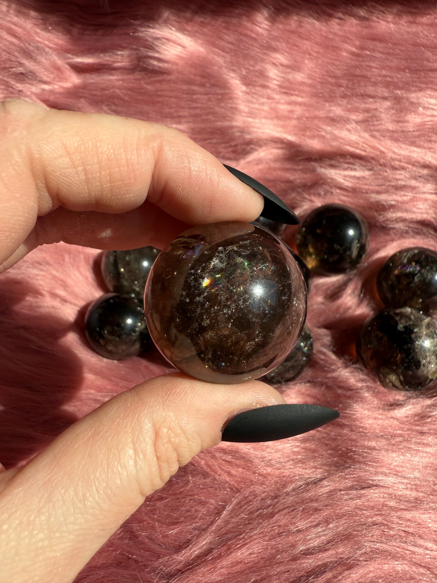 ONE (1) Stunning Flashy Heat Treated Smoky Quartz Sphere - Intuitively Selected