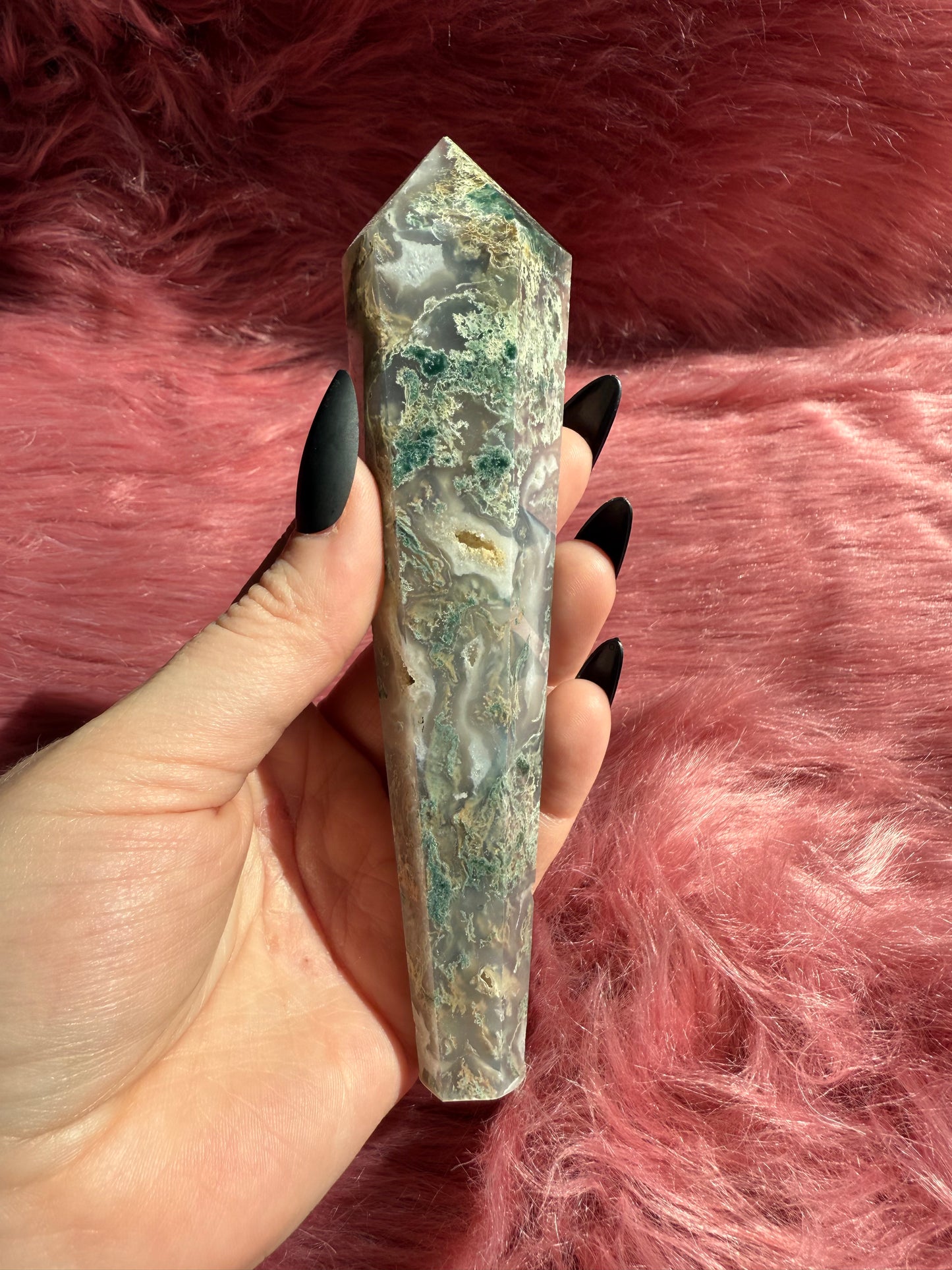 Stunning High Quality Moss Agate Wand - B