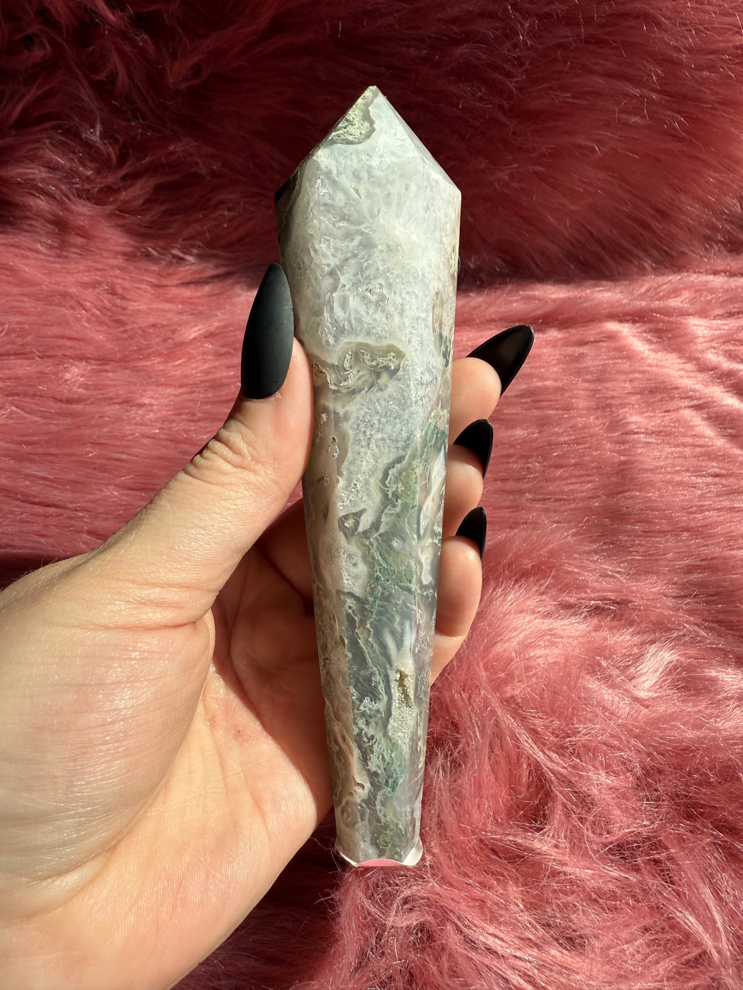 Stunning High Quality Moss Agate Wand - B