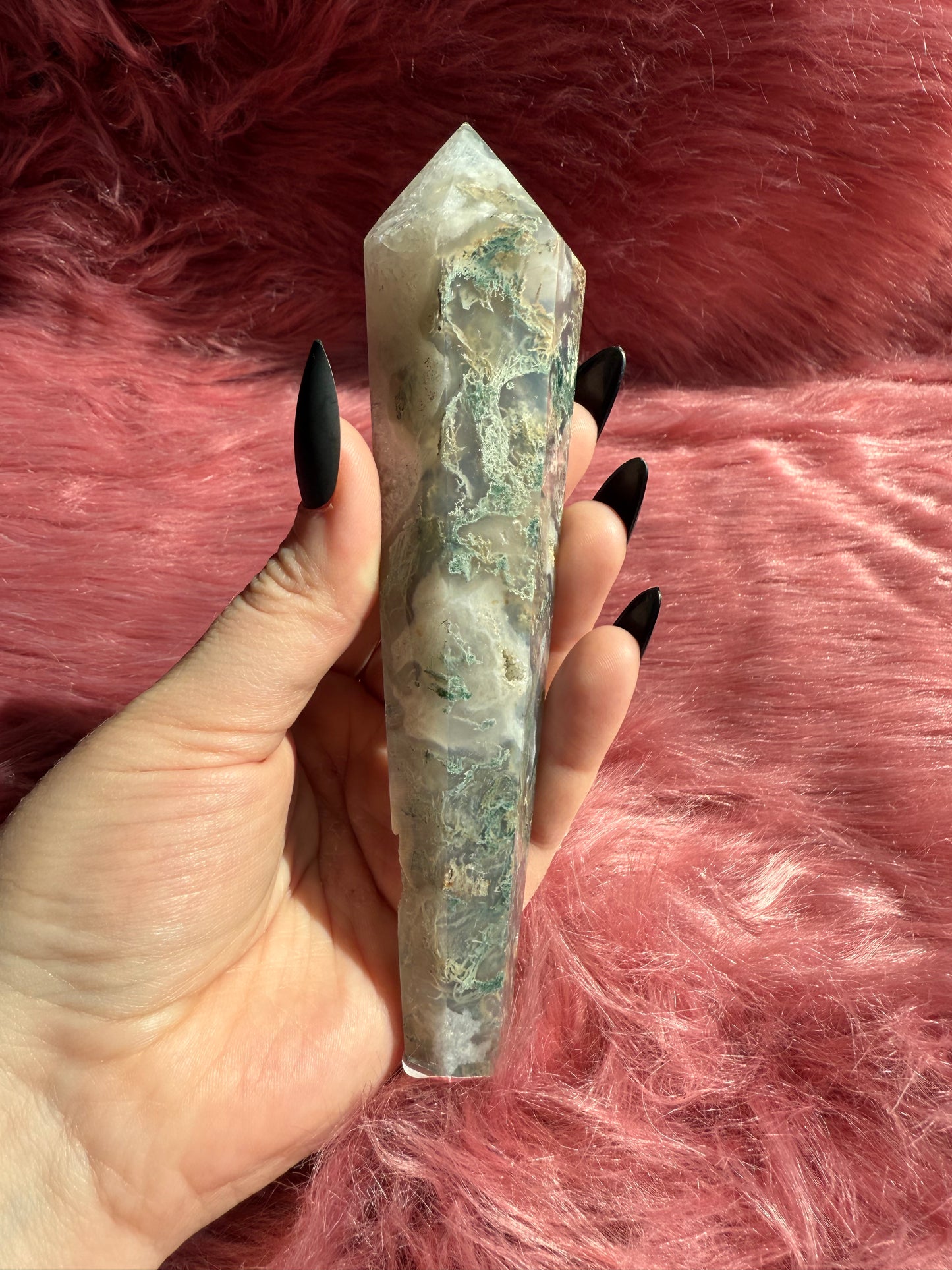 Stunning High Quality Moss Agate Wand - B