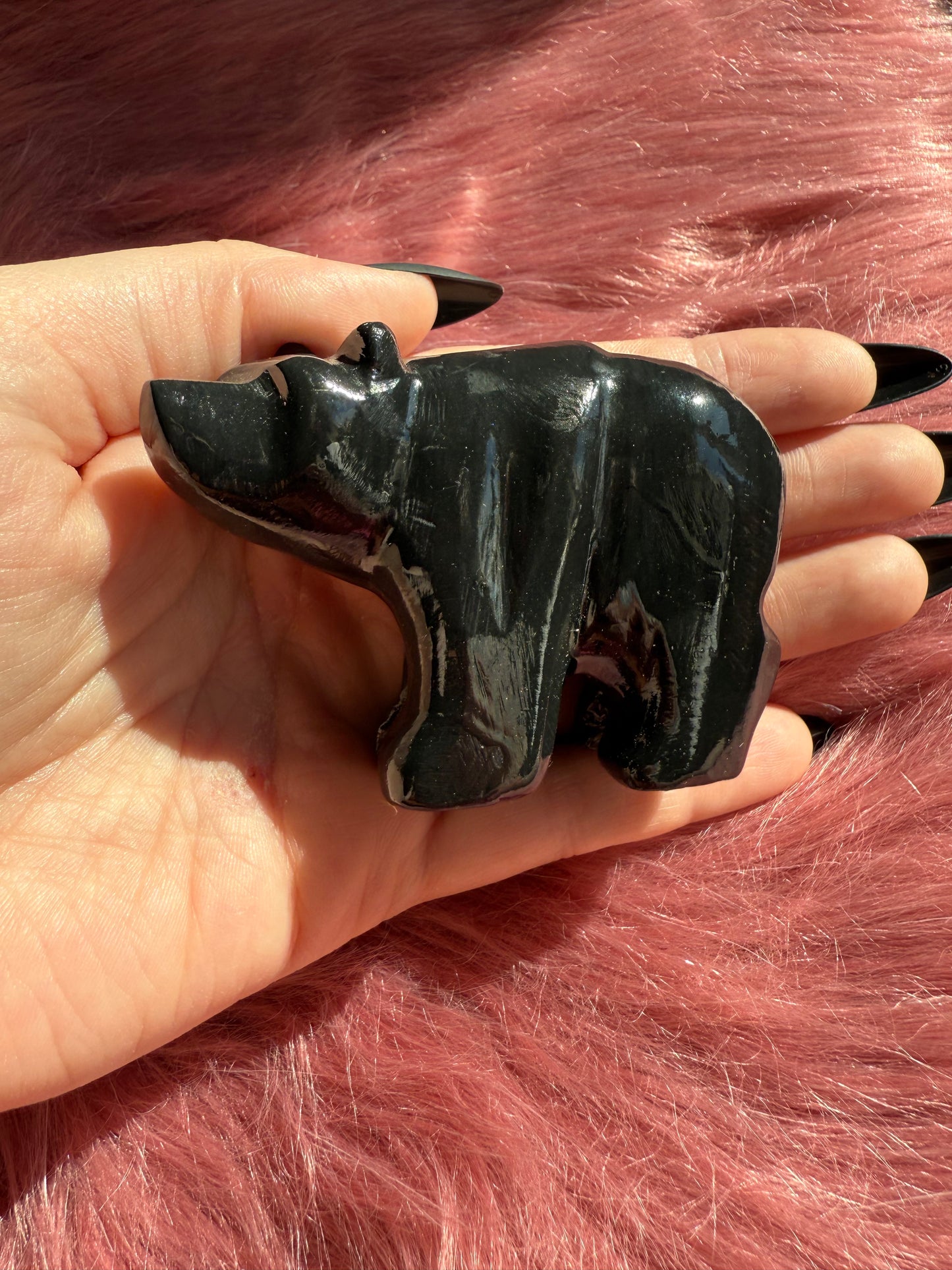 ONE (1) Stunning Obsidian Bear Carving Made in Peru - You Choose Size