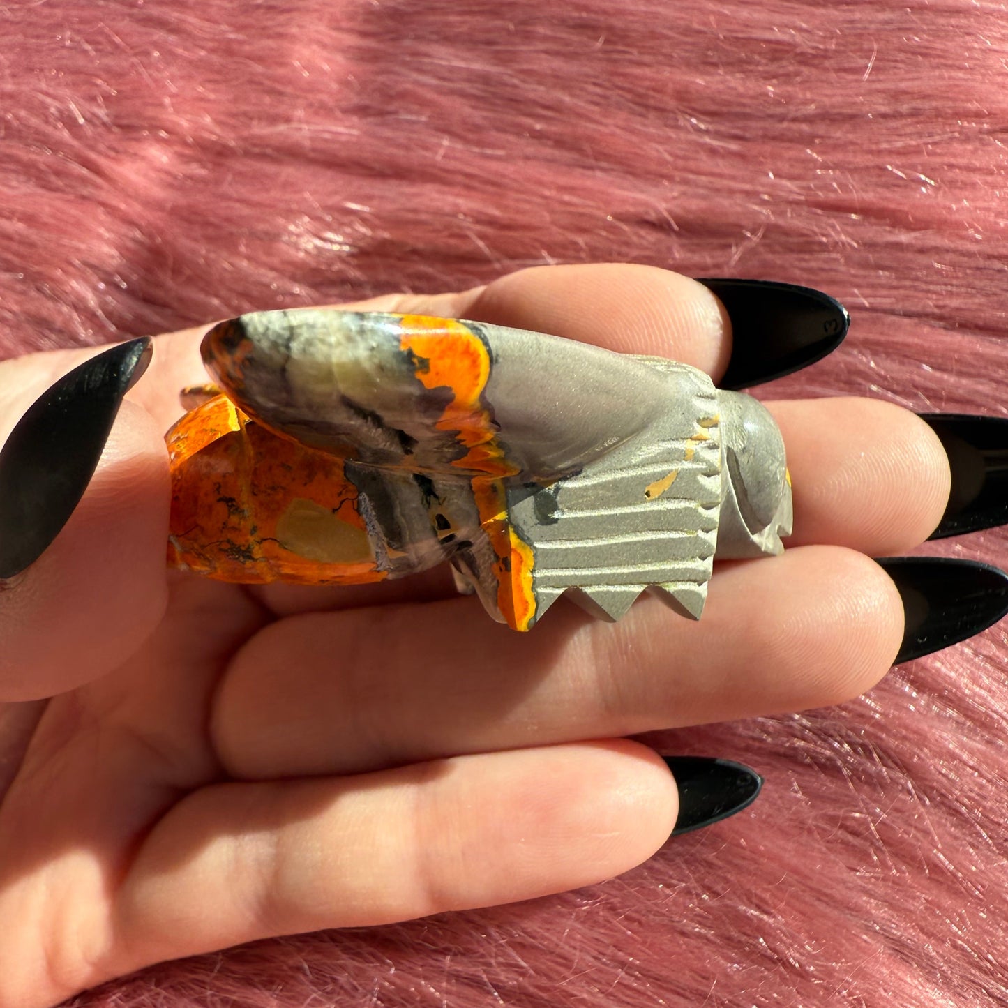 Stunning Bumblebee Jasper Cicada Carving