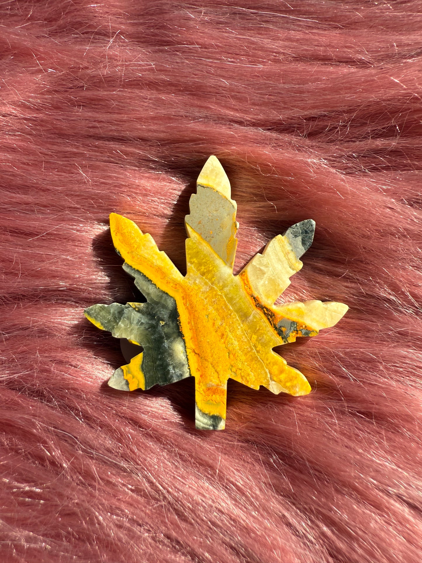 Stunning Bumblebee Jasper Leaf Carving