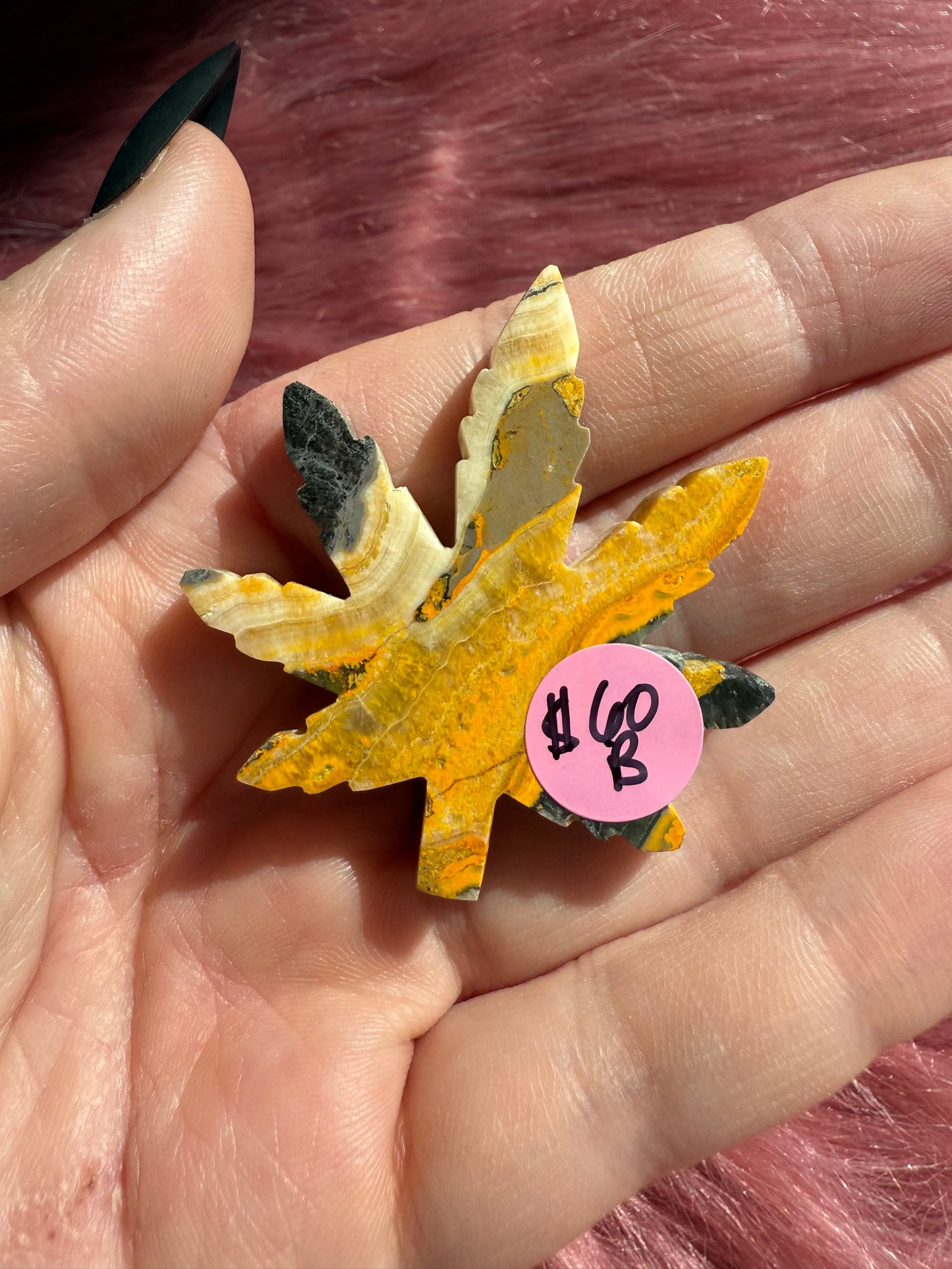 Stunning Bumblebee Jasper Leaf Carving