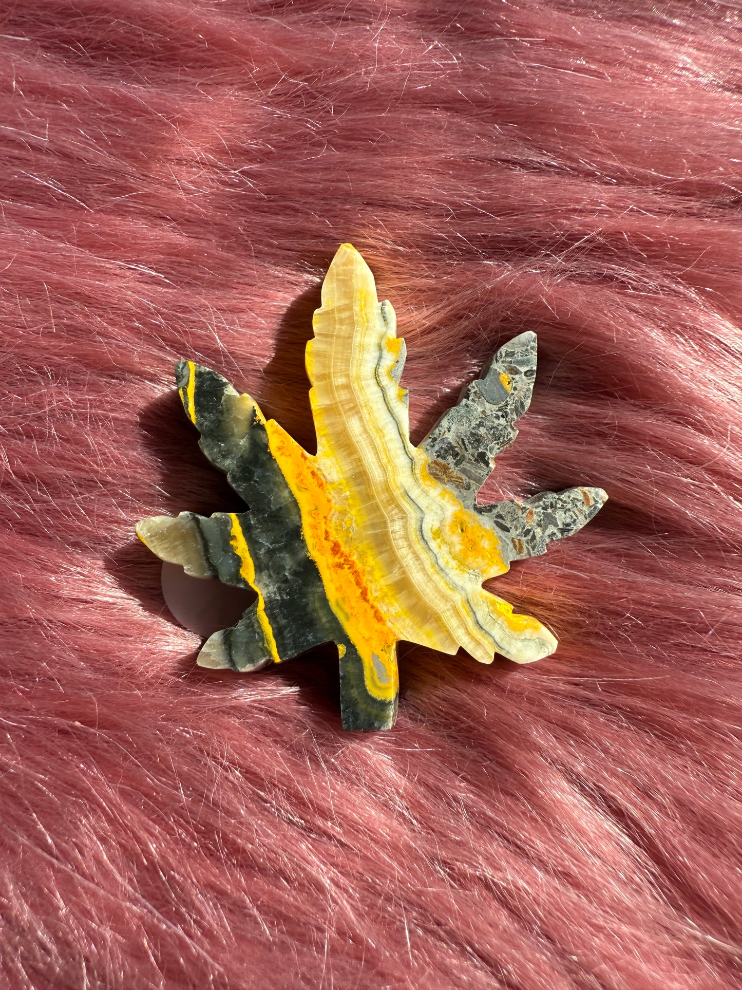Stunning Bumblebee Jasper Leaf Carving