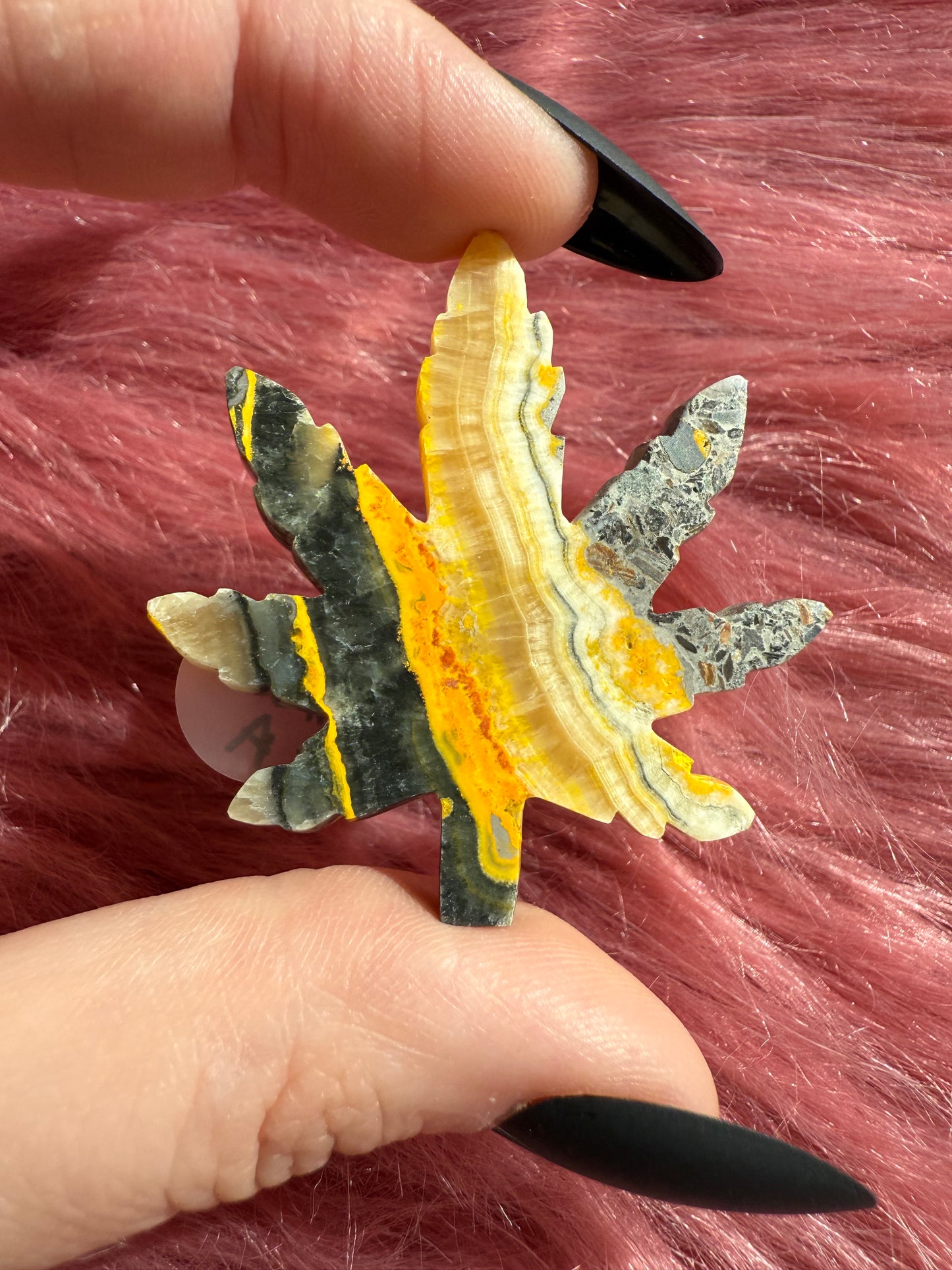 Stunning Bumblebee Jasper Leaf Carving