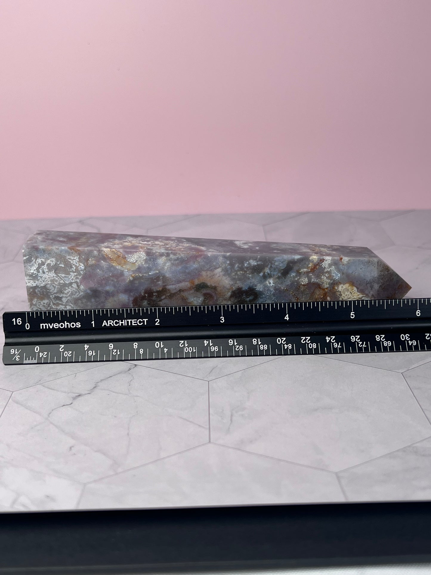 ONE (1) Stunning High Quality Purple Moss Agate x Sea Jasper Tower