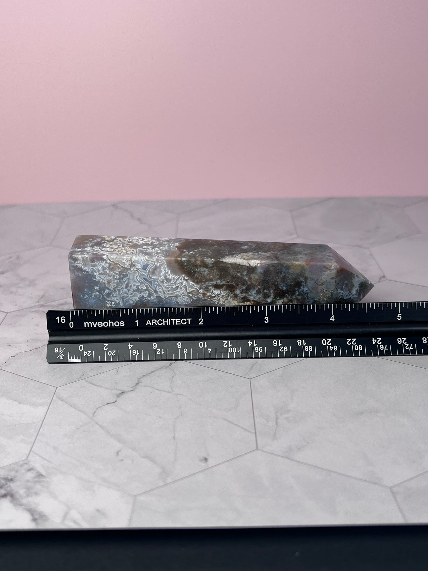 ONE (1) Stunning High Quality Purple Moss Agate x Sea Jasper Tower