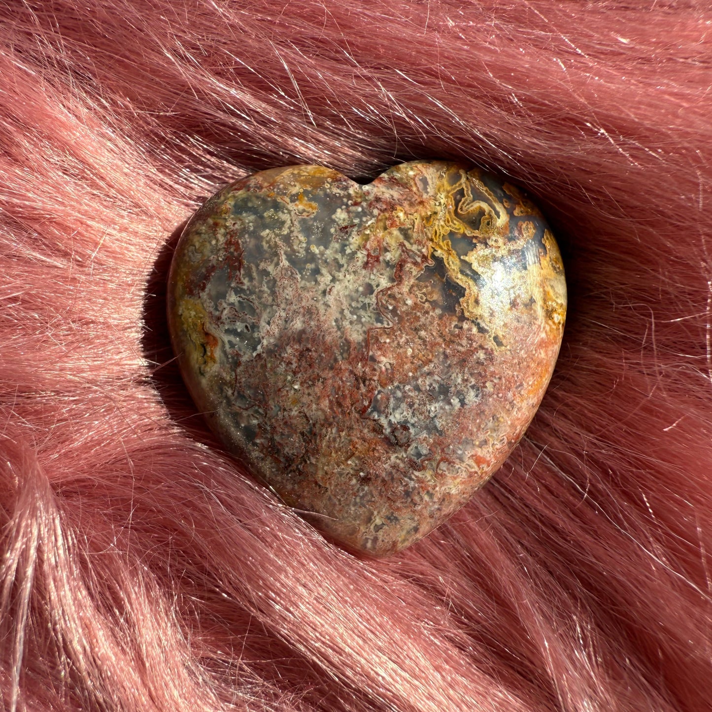 Stunning Agua Nueva Moss Agate Small Heart from Mexico