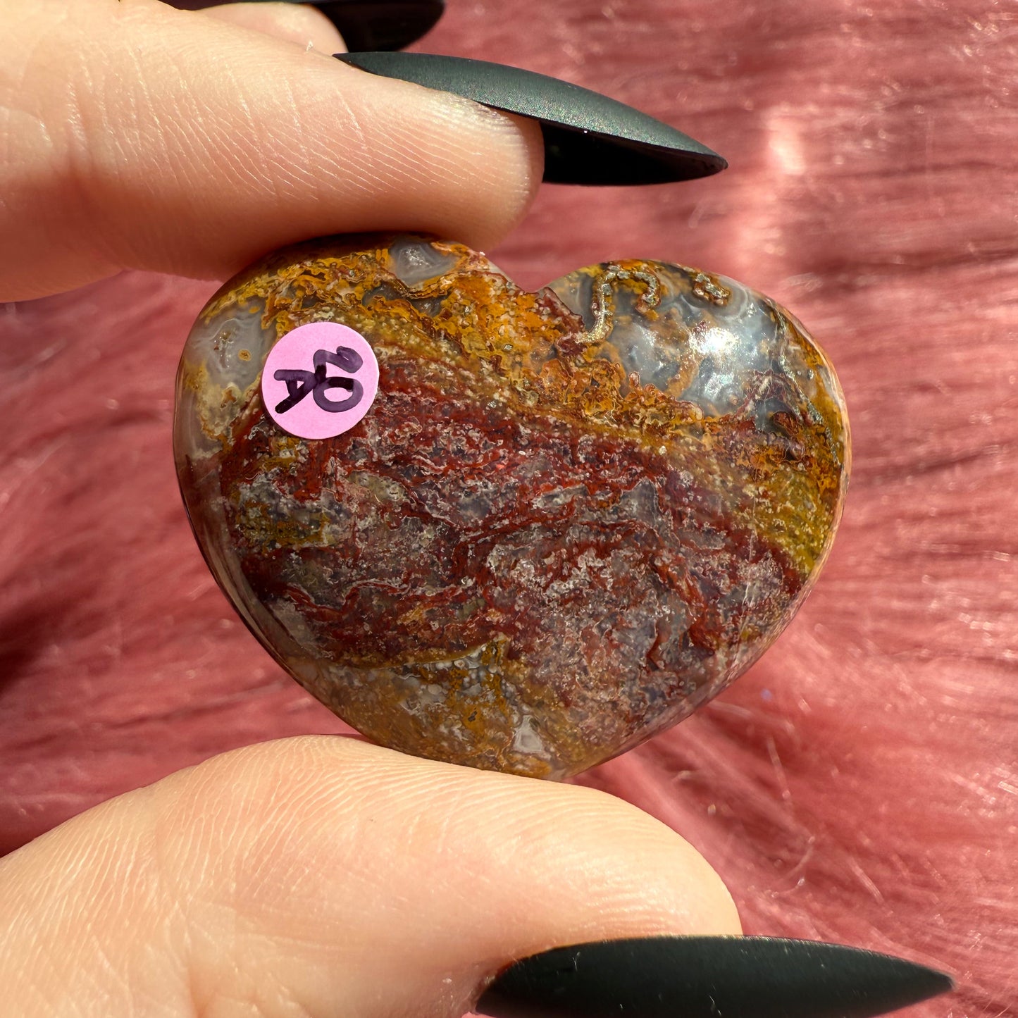 Stunning Agua Nueva Moss Agate Medium Heart from Mexico