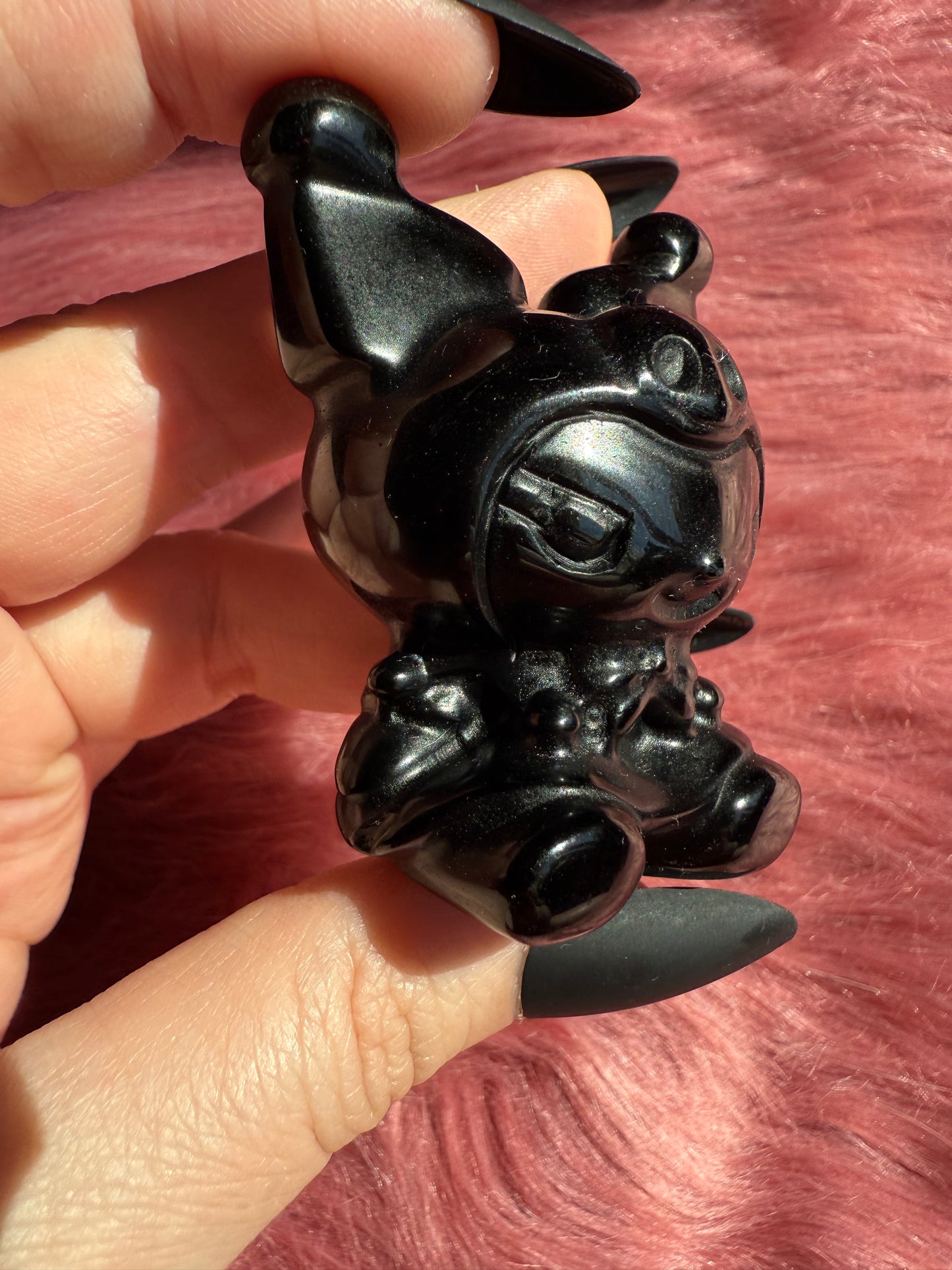 Stunning High Quality Small Size Obsidian Kuromi Carving