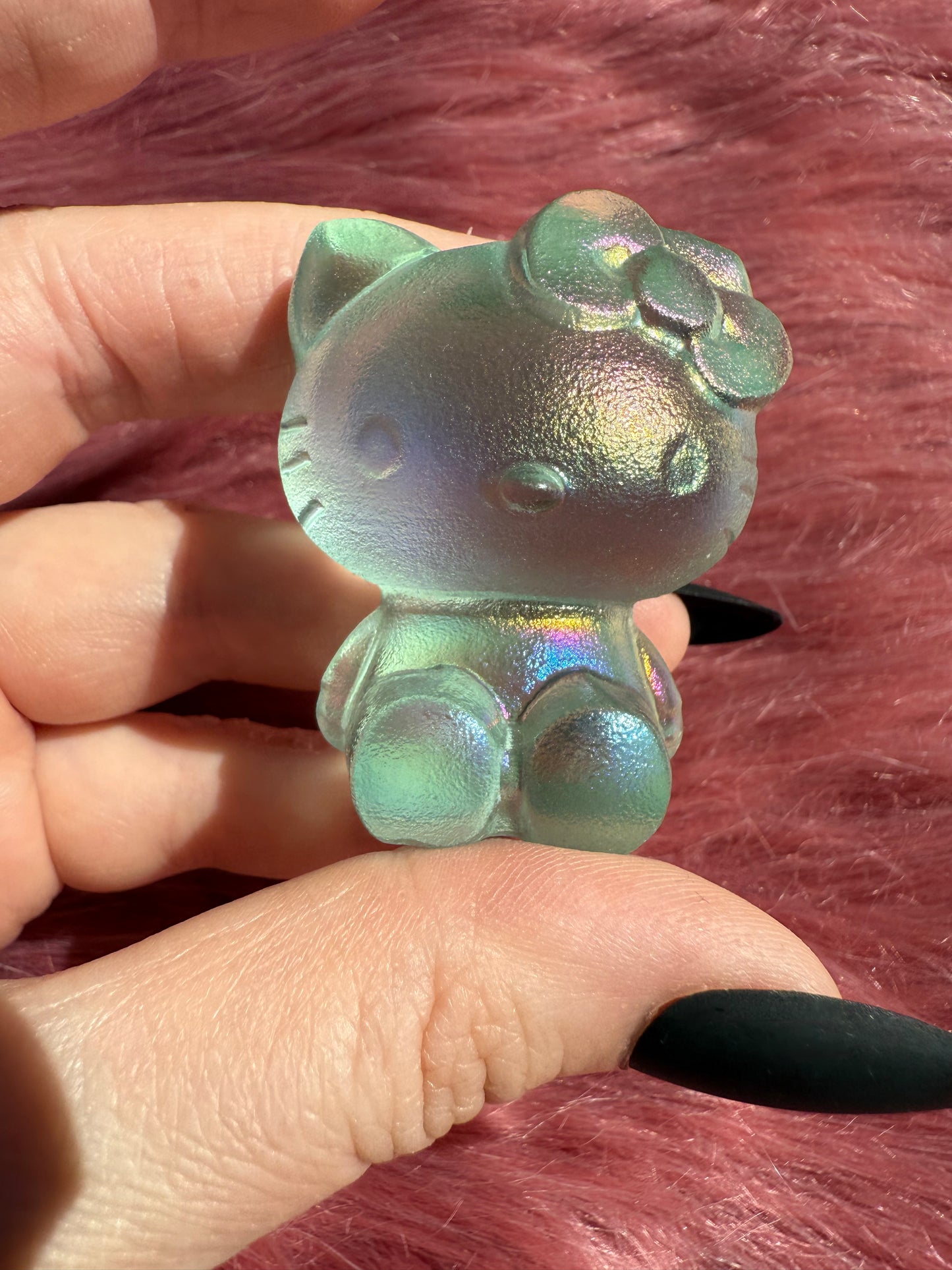 Stunning High Quality Small Size Green Aura Treated Opalite HK Carving - 40I
