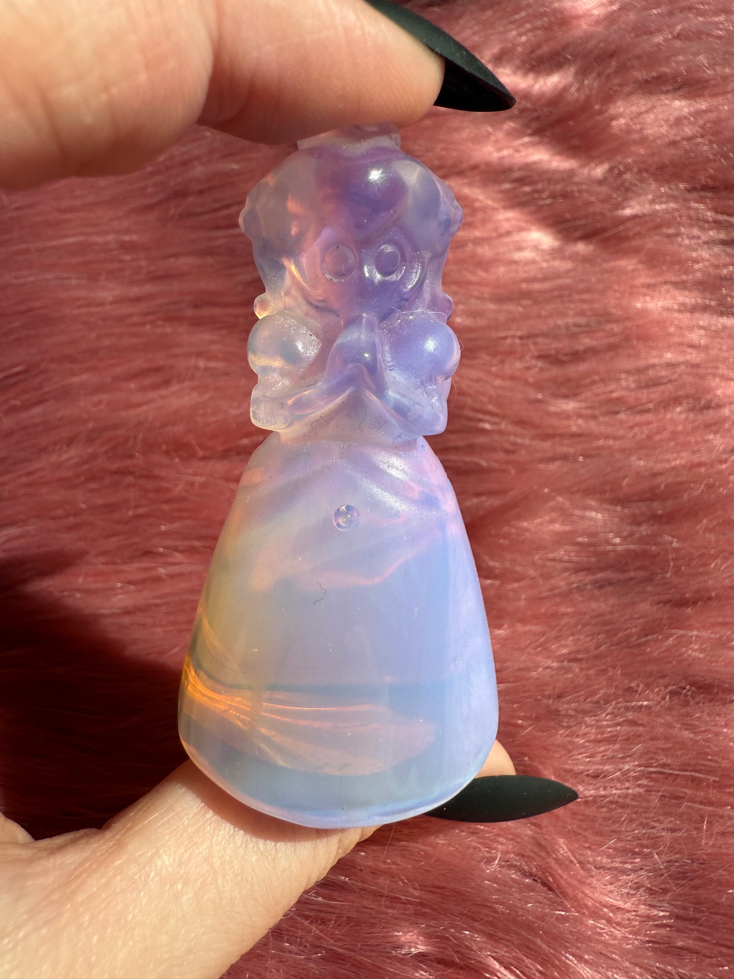 Stunning High Quality Princess Pink Opalite Carving