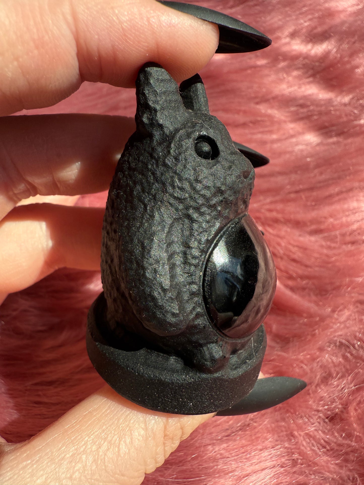 Stunning High Quality Black Obsidian Totoro Carving