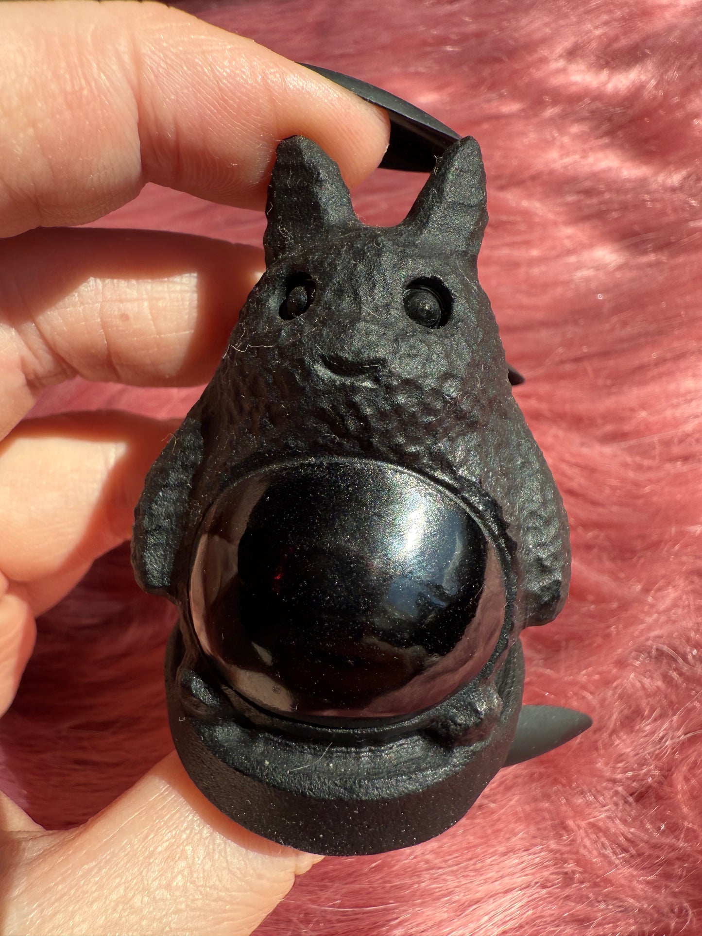 Stunning High Quality Black Obsidian Totoro Carving