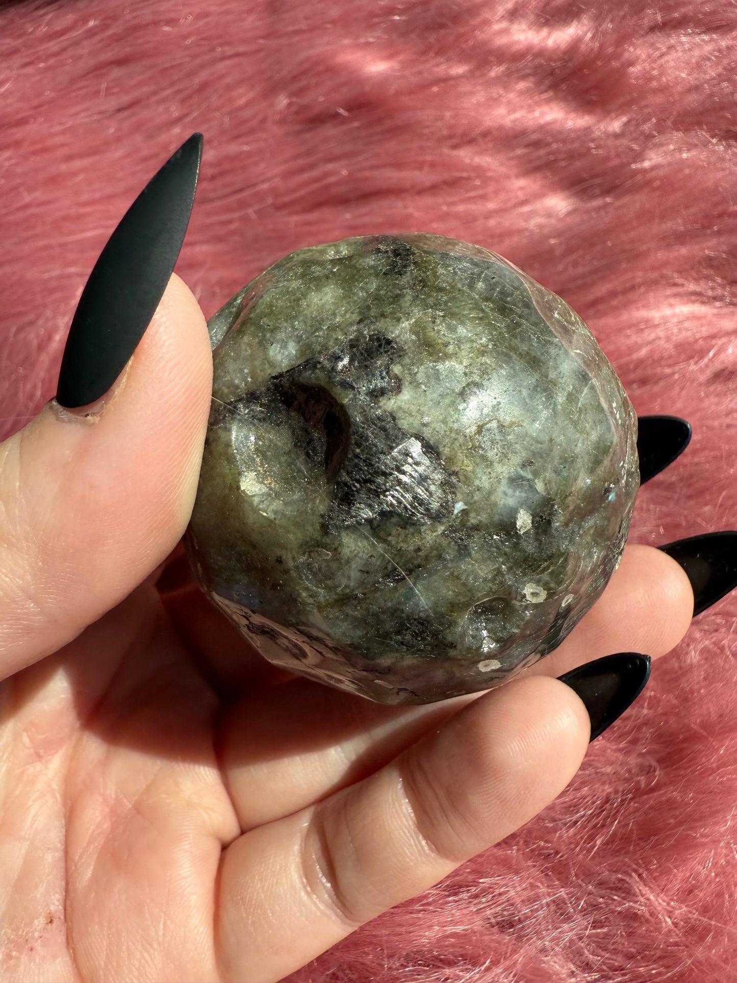 Stunning Labradorite Moon Carving