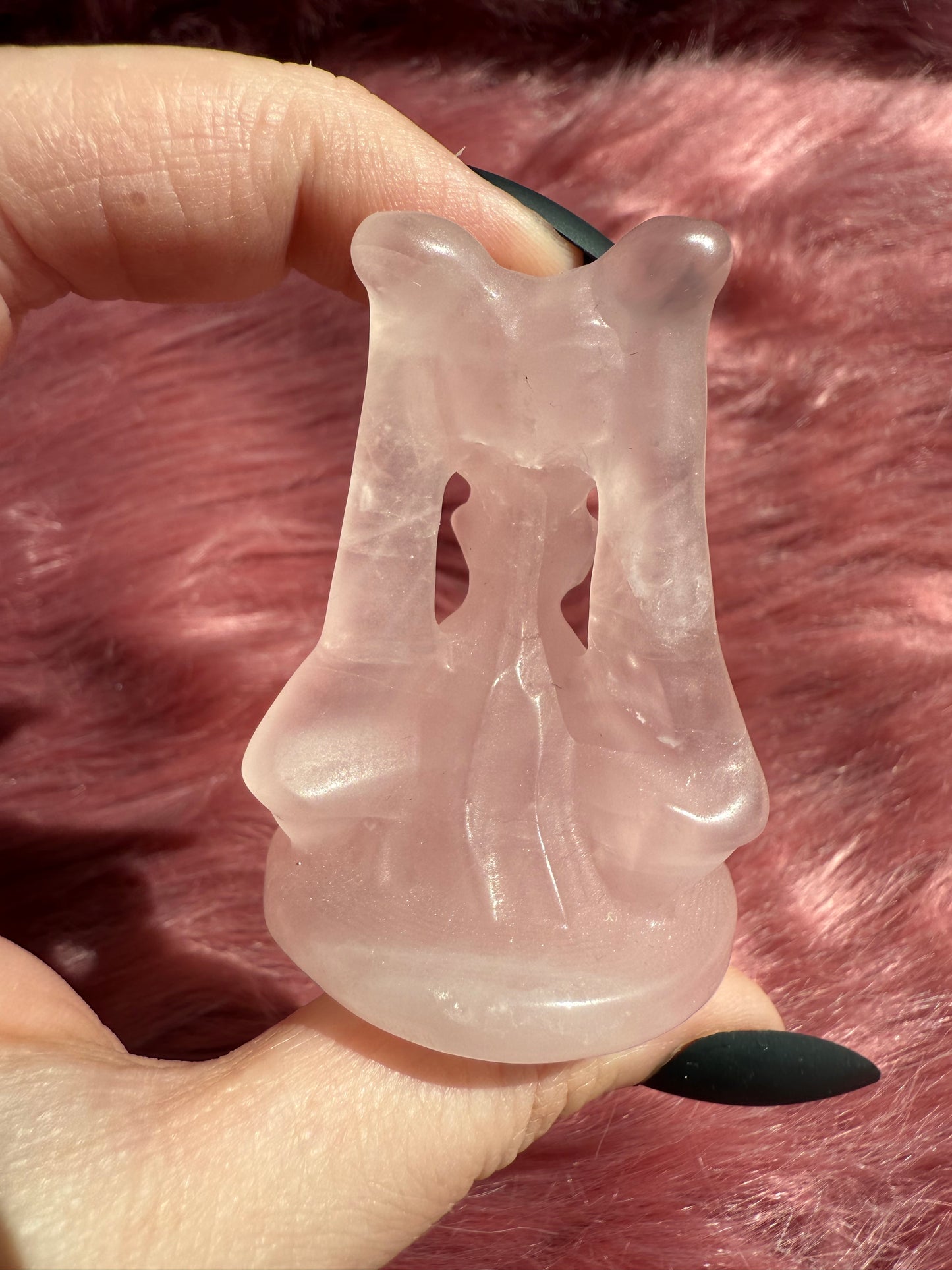 Stunning High Quality Rose Quartz Moon Princess Carving
