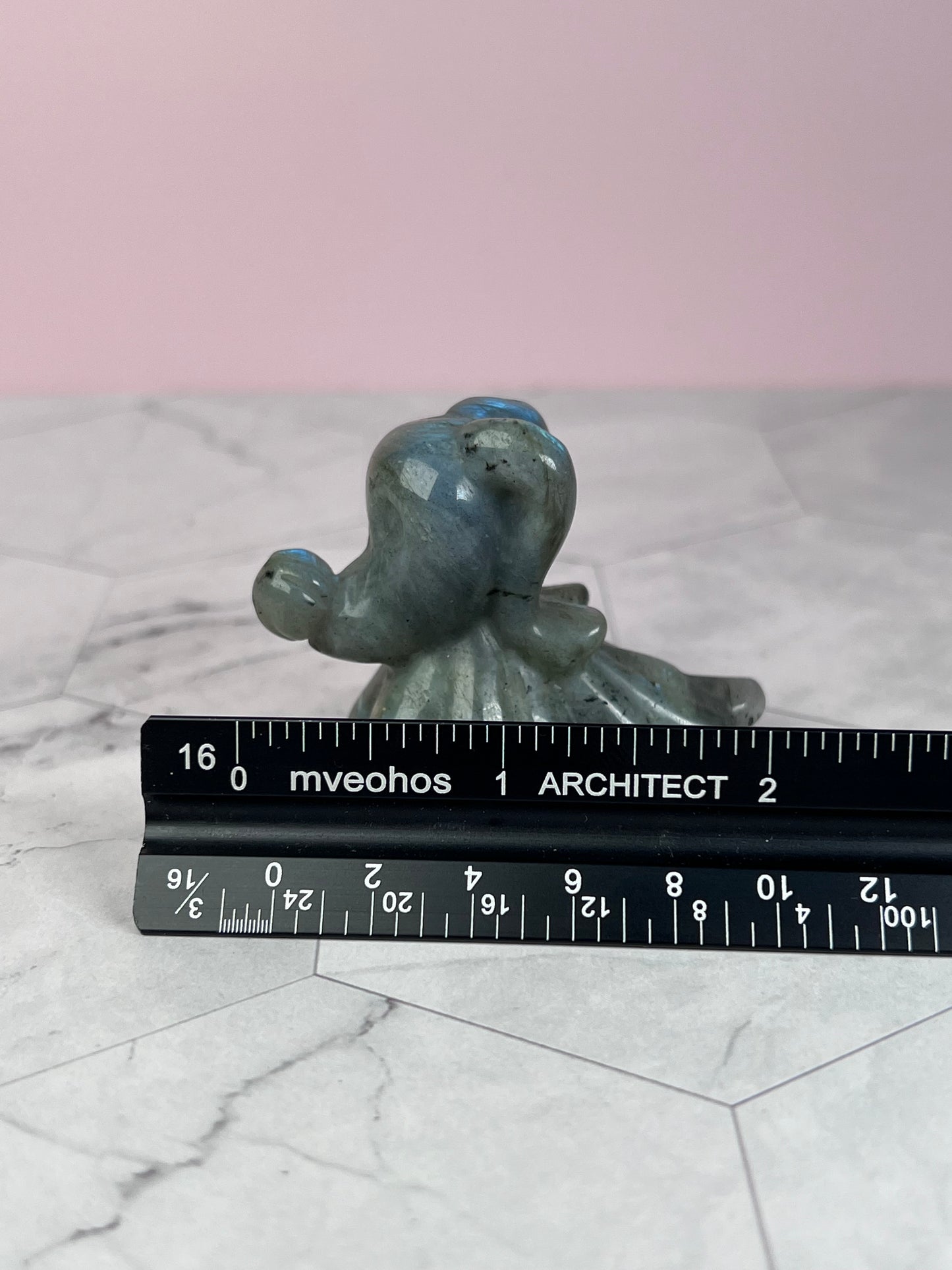 Stunning High Quality Blue Flash Labradorite Ghost Dog Carving