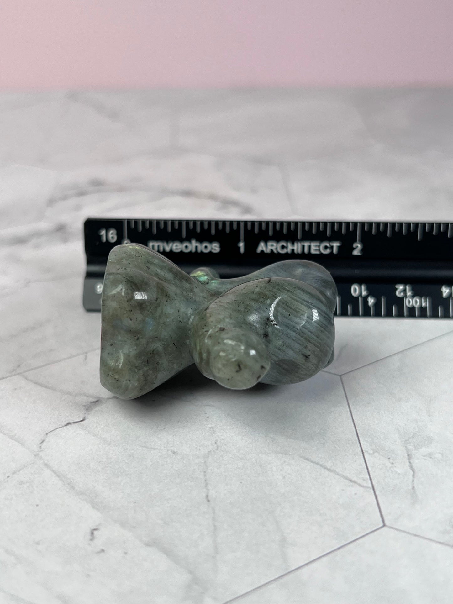 Stunning High Quality Blue Flash Labradorite Ghost Dog Carving