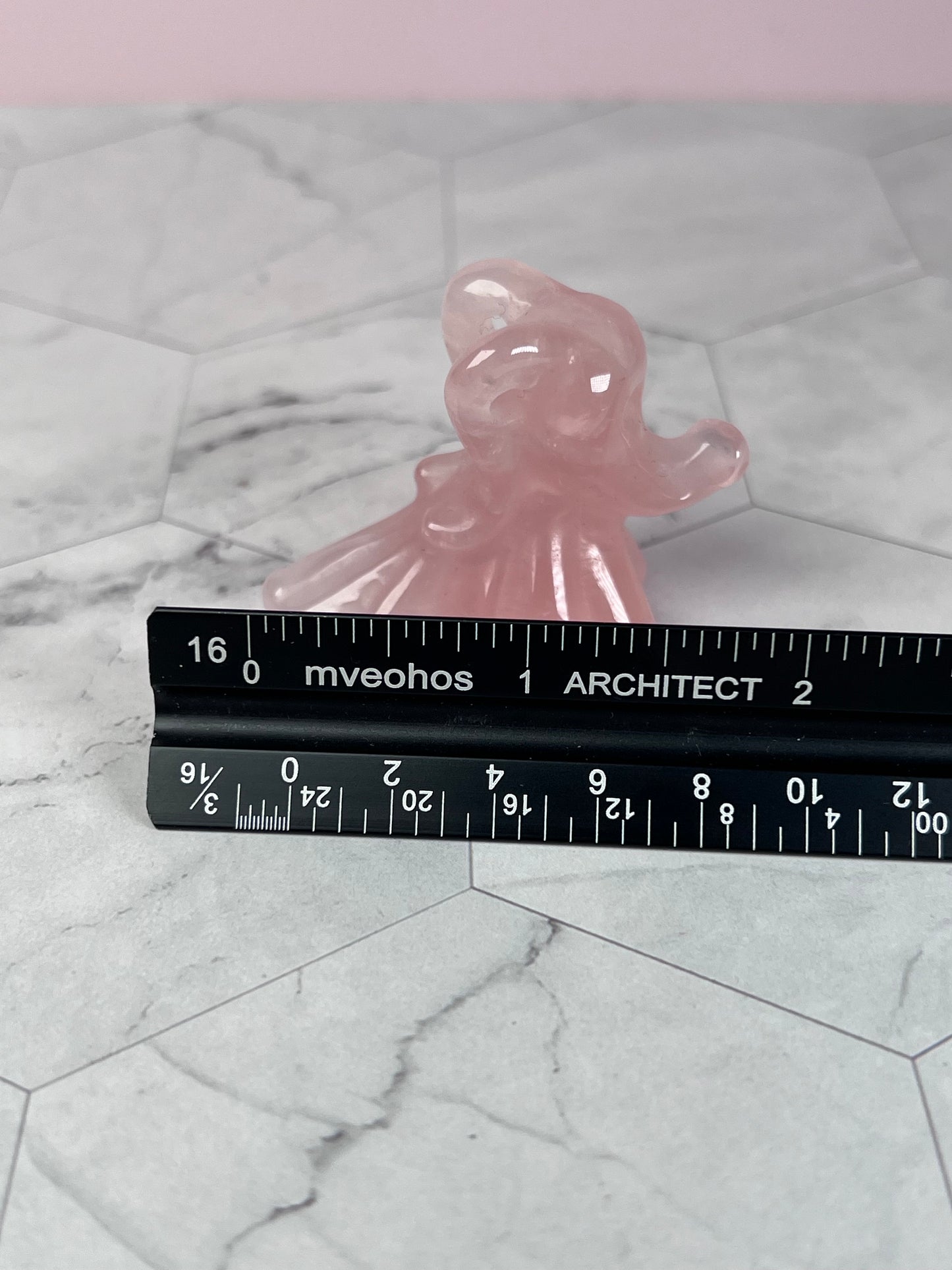 Stunning High Quality Rose Quartz Ghost Dog Carving