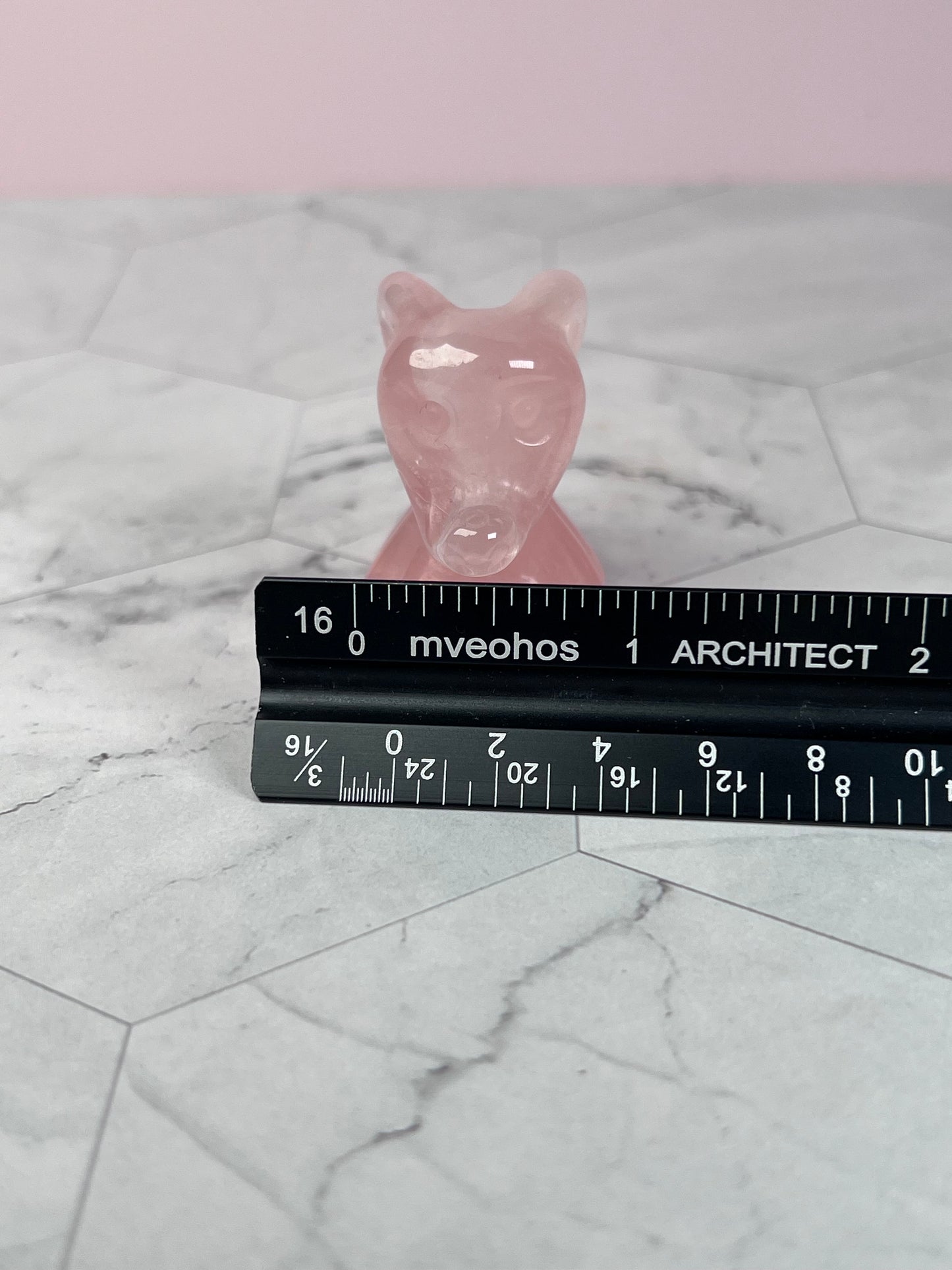 Stunning High Quality Rose Quartz Ghost Dog Carving