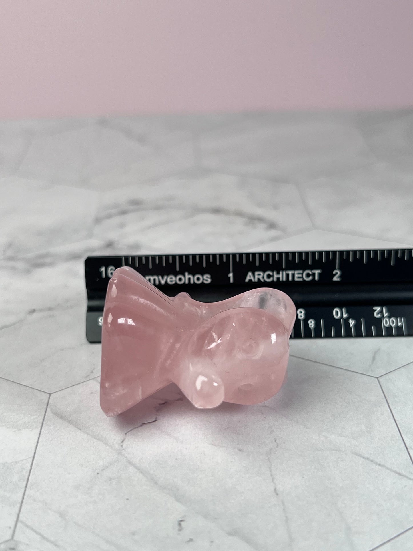 Stunning High Quality Rose Quartz Ghost Dog Carving