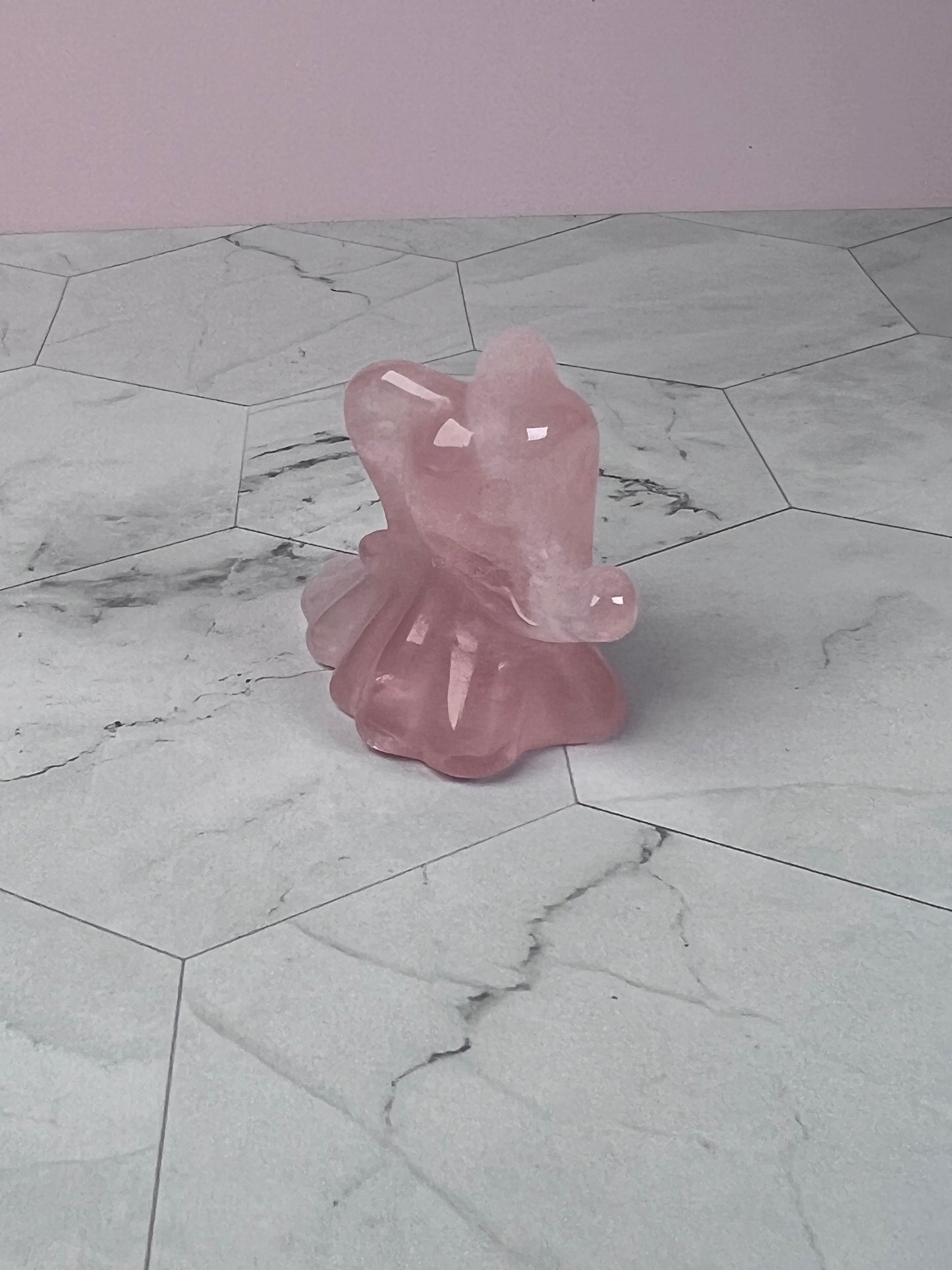 Stunning High Quality Rose Quartz Ghost Dog Carving