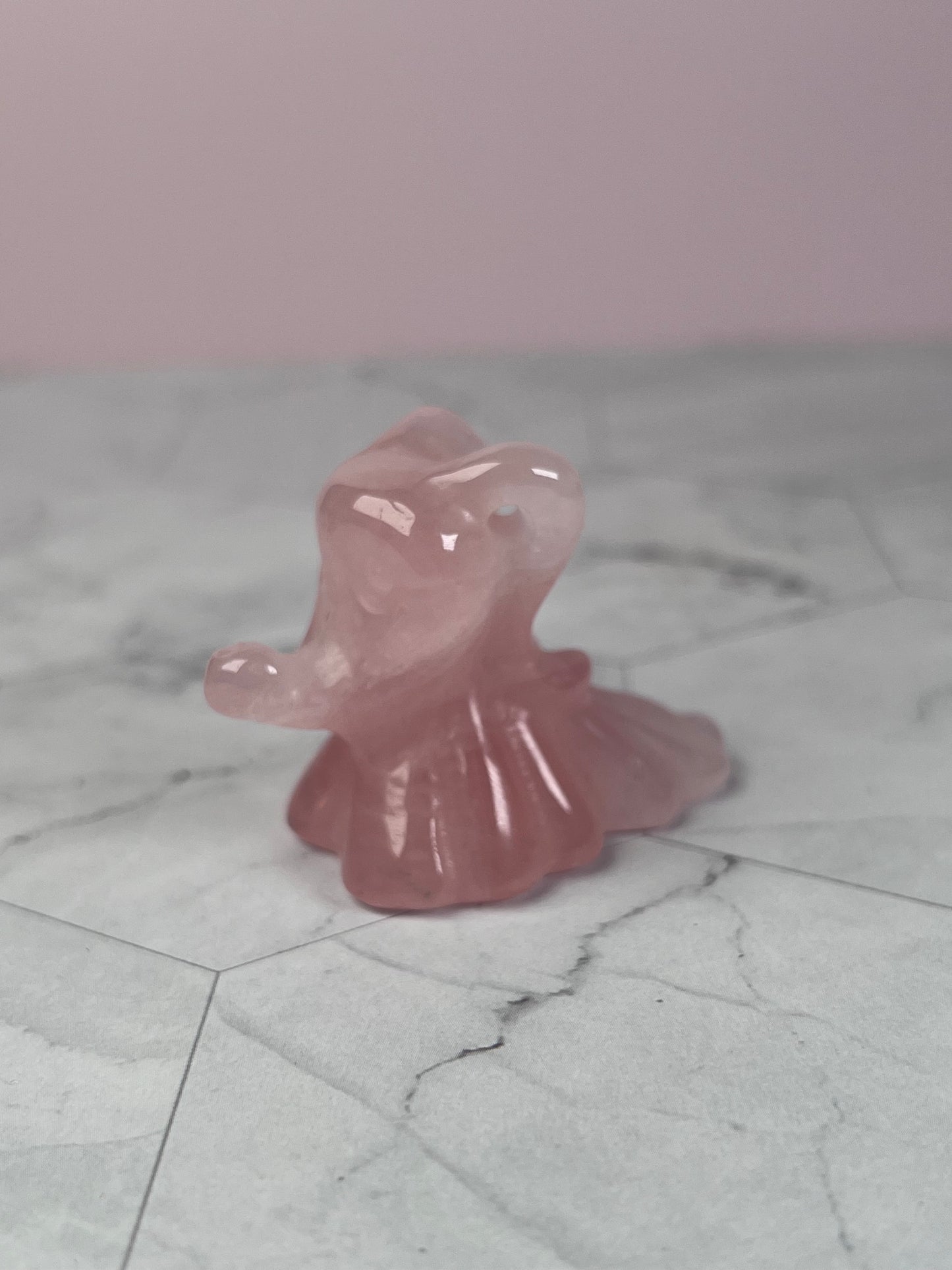 Stunning High Quality Rose Quartz Ghost Dog Carving