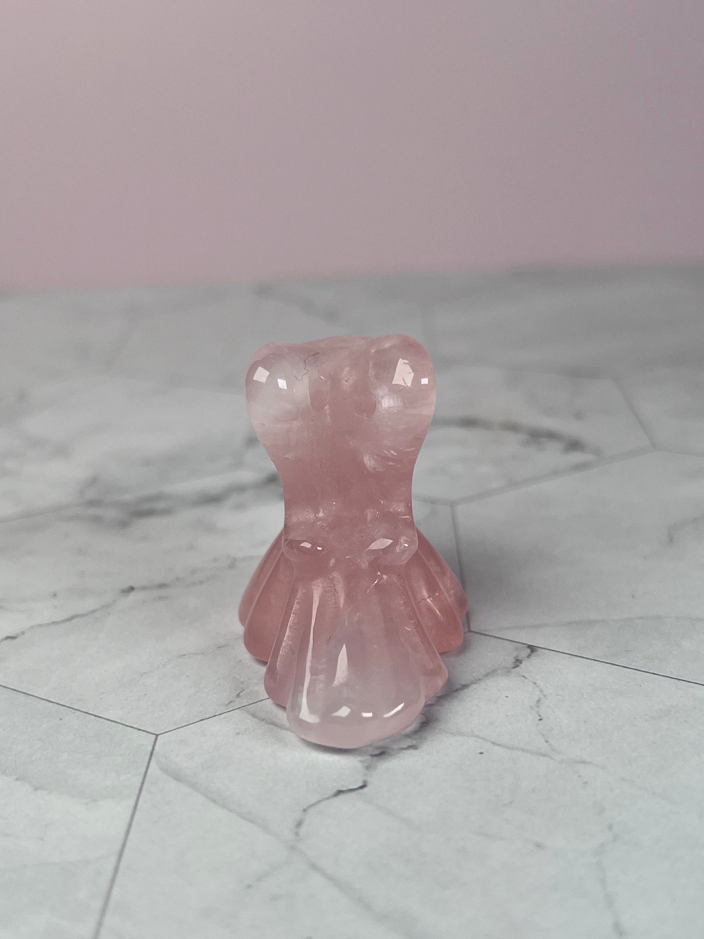 Stunning High Quality Rose Quartz Ghost Dog Carving