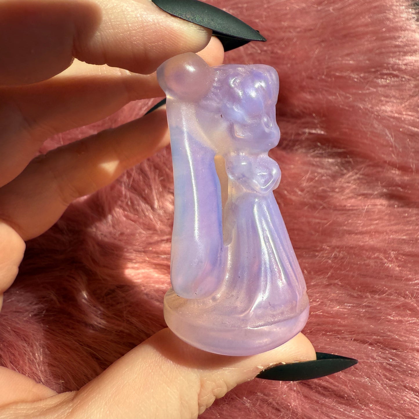 Stunning High Quality Pink Opalite Moon Princess Carving