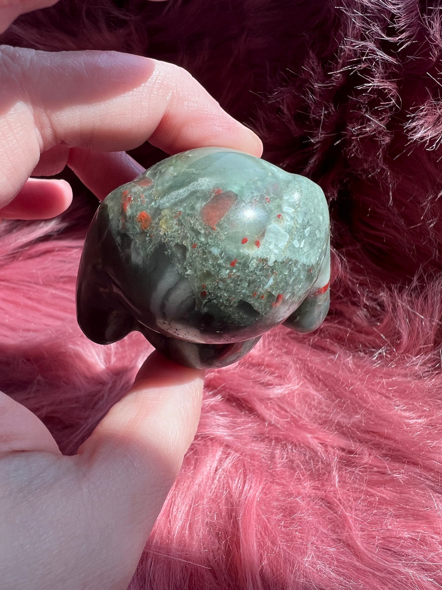 Stunning High Quality African Bloodstone Cinnamoroll Carving