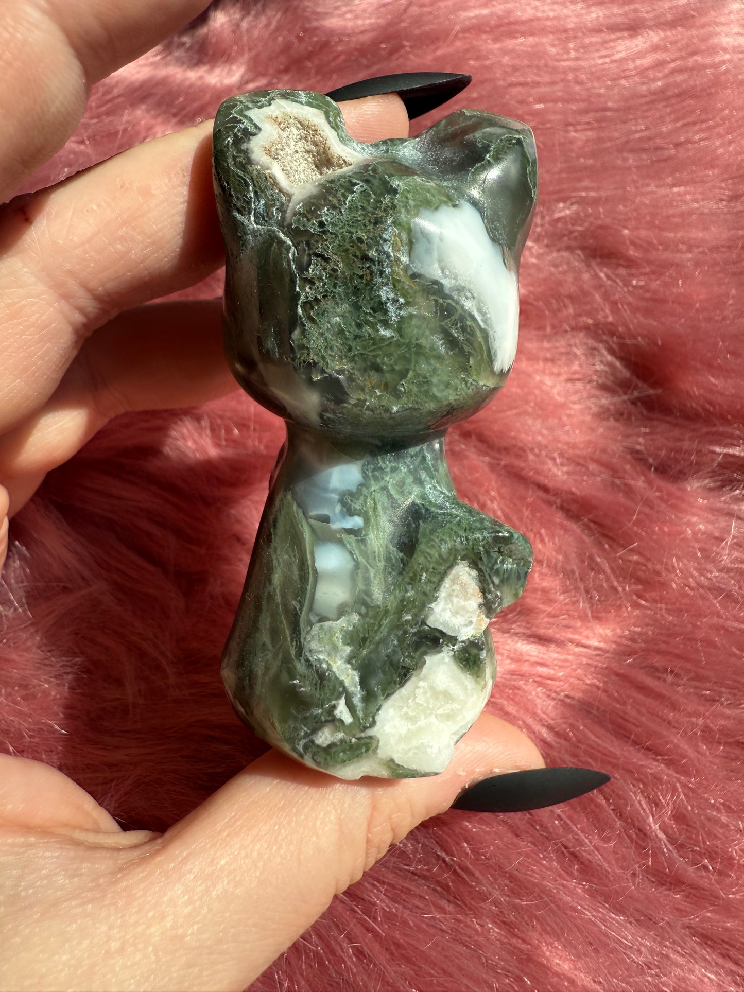 Stunning High Quality Artemis Moss Agate Carving