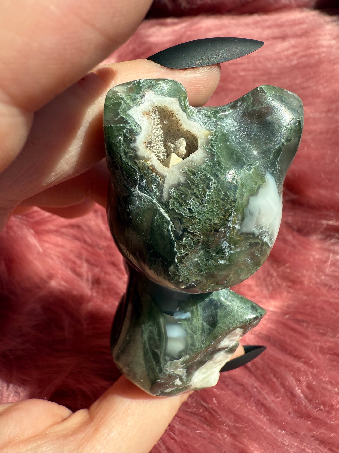 Stunning High Quality Artemis Moss Agate Carving
