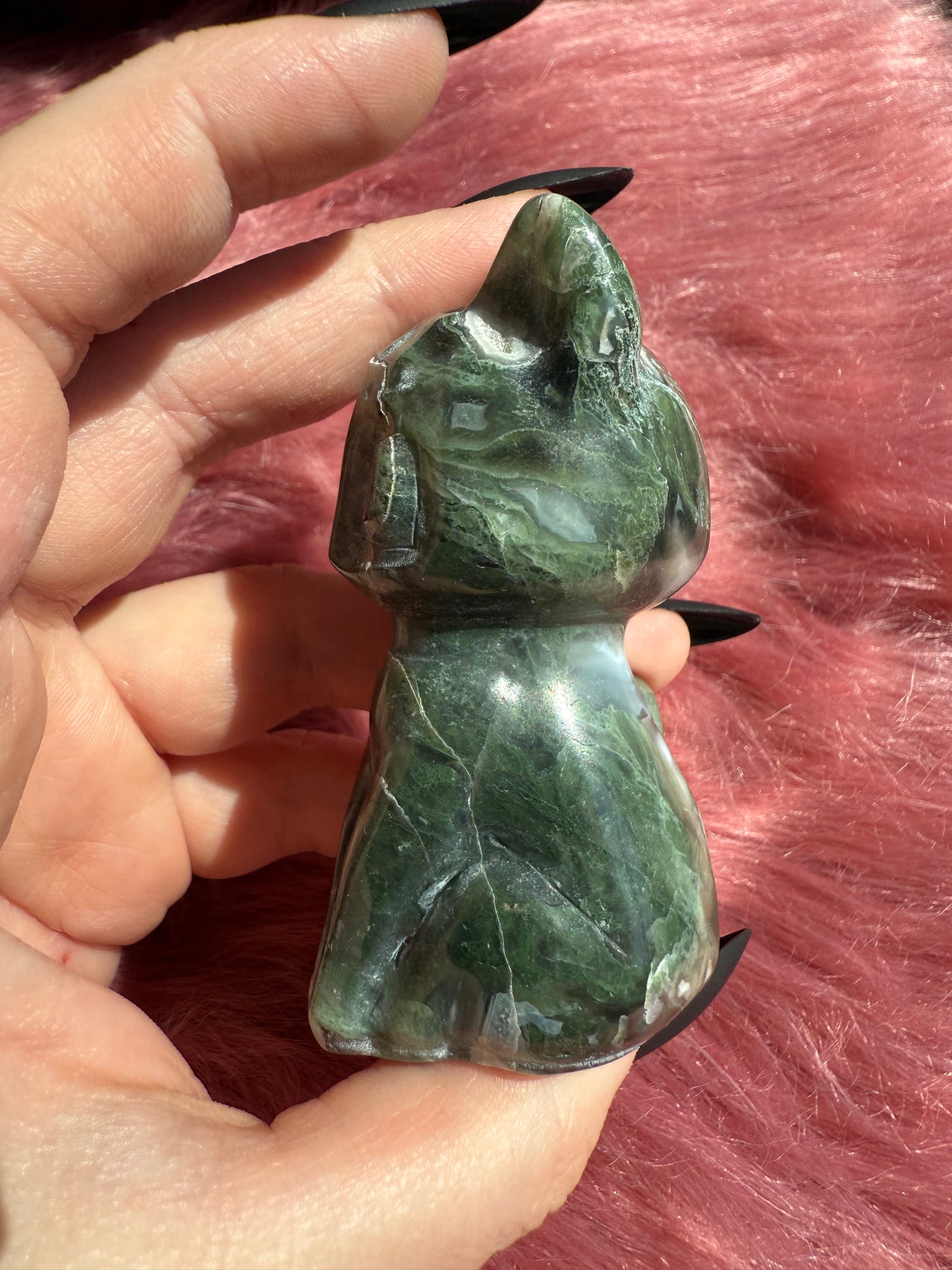 Stunning High Quality Artemis Moss Agate Carving
